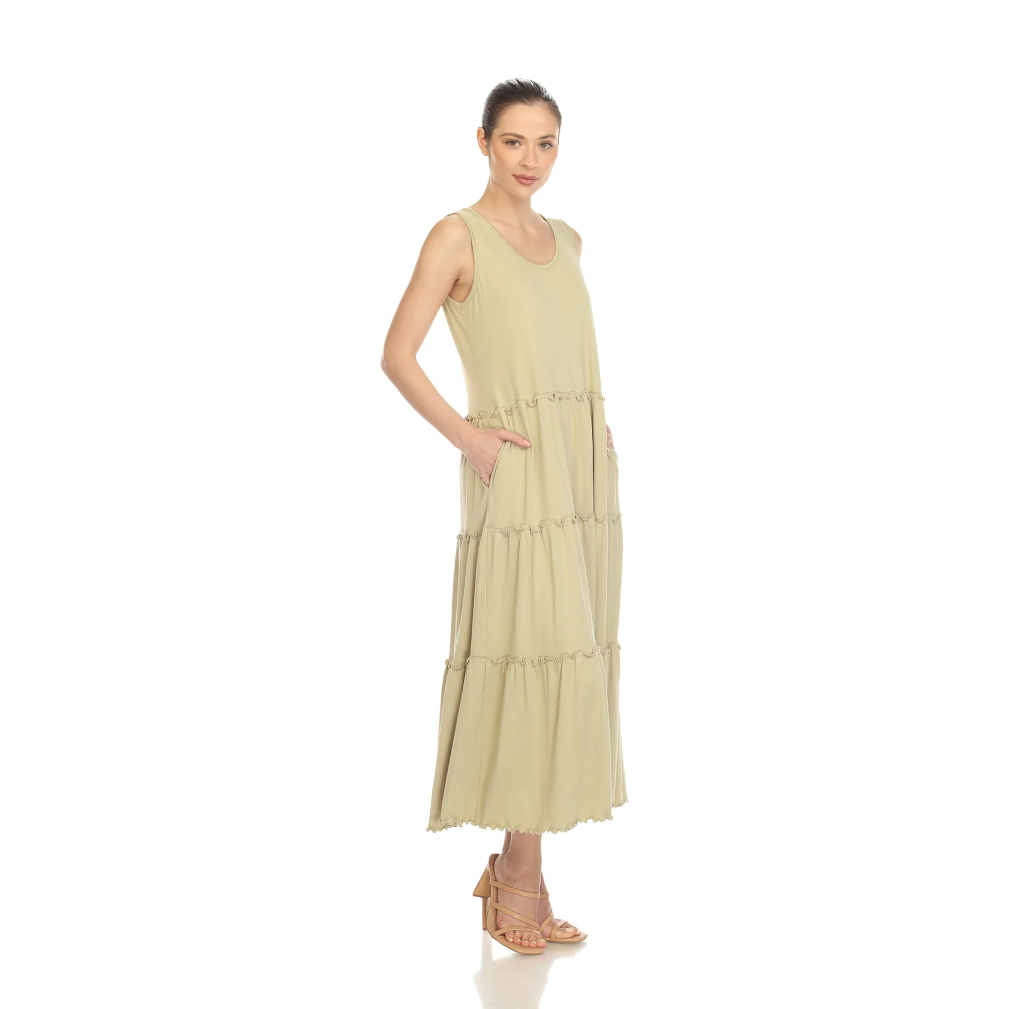 Scoop Neck Tiered Midi Dress - Image 30