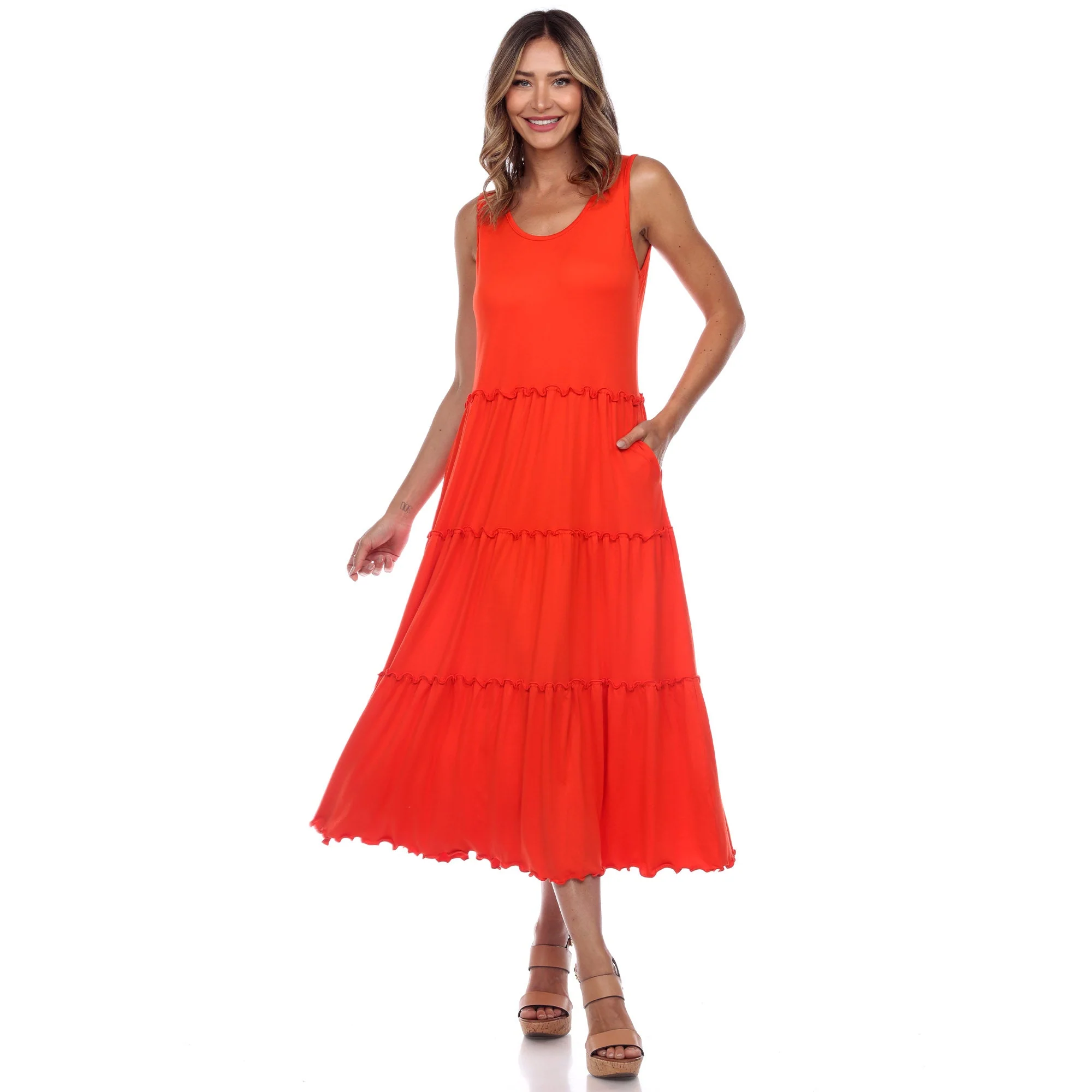 Scoop Neck Tiered Midi Dress - Image 32