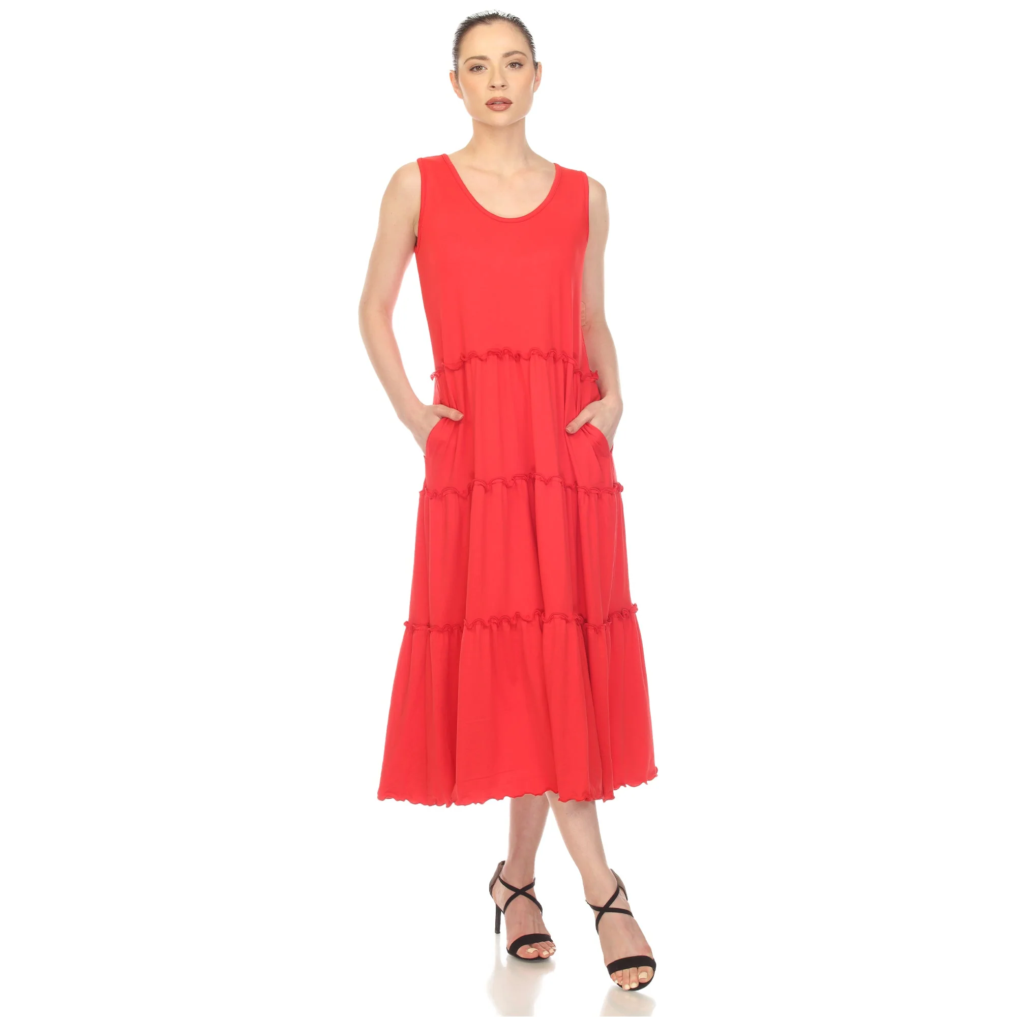 Scoop Neck Tiered Midi Dress - Image 36