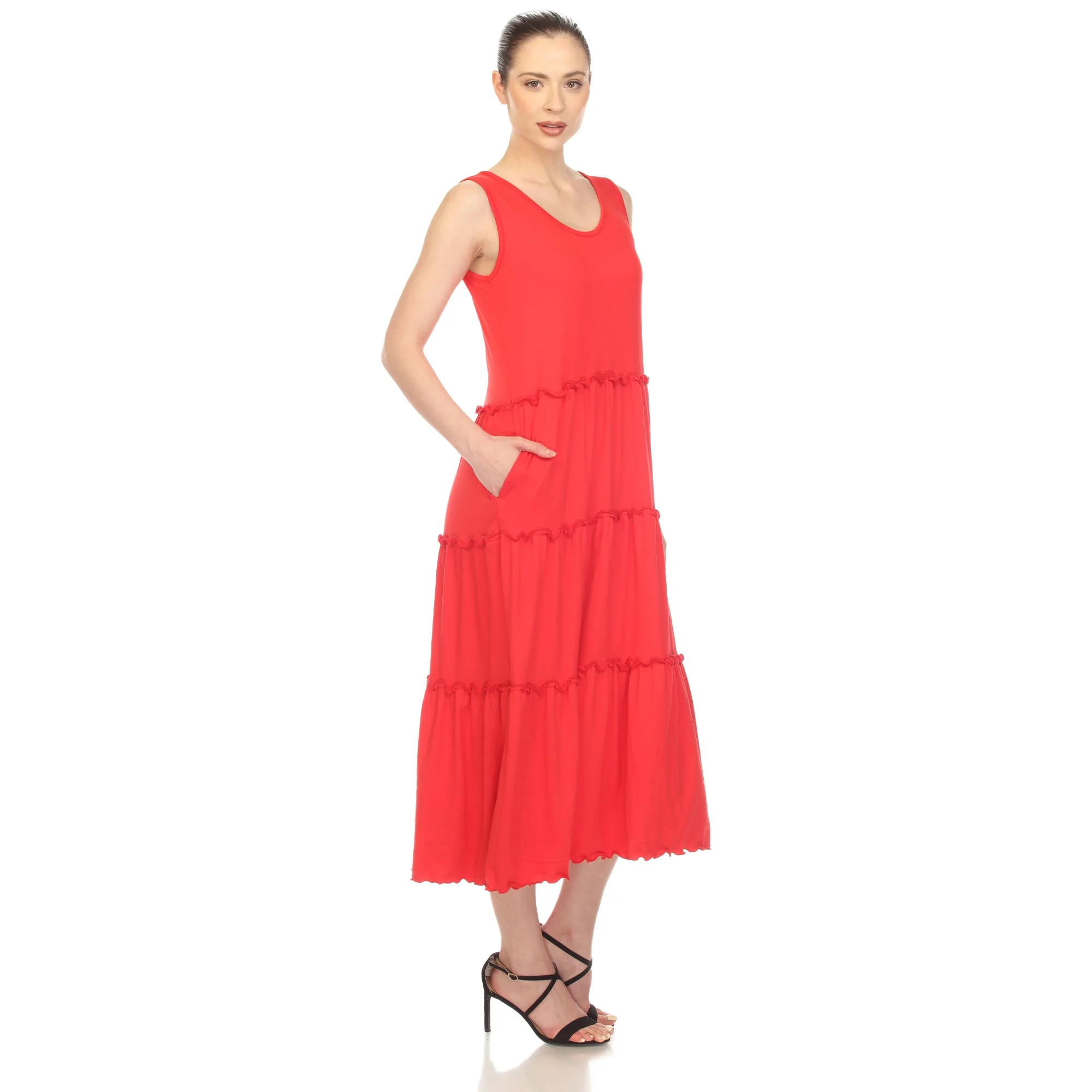 Scoop Neck Tiered Midi Dress - Image 37