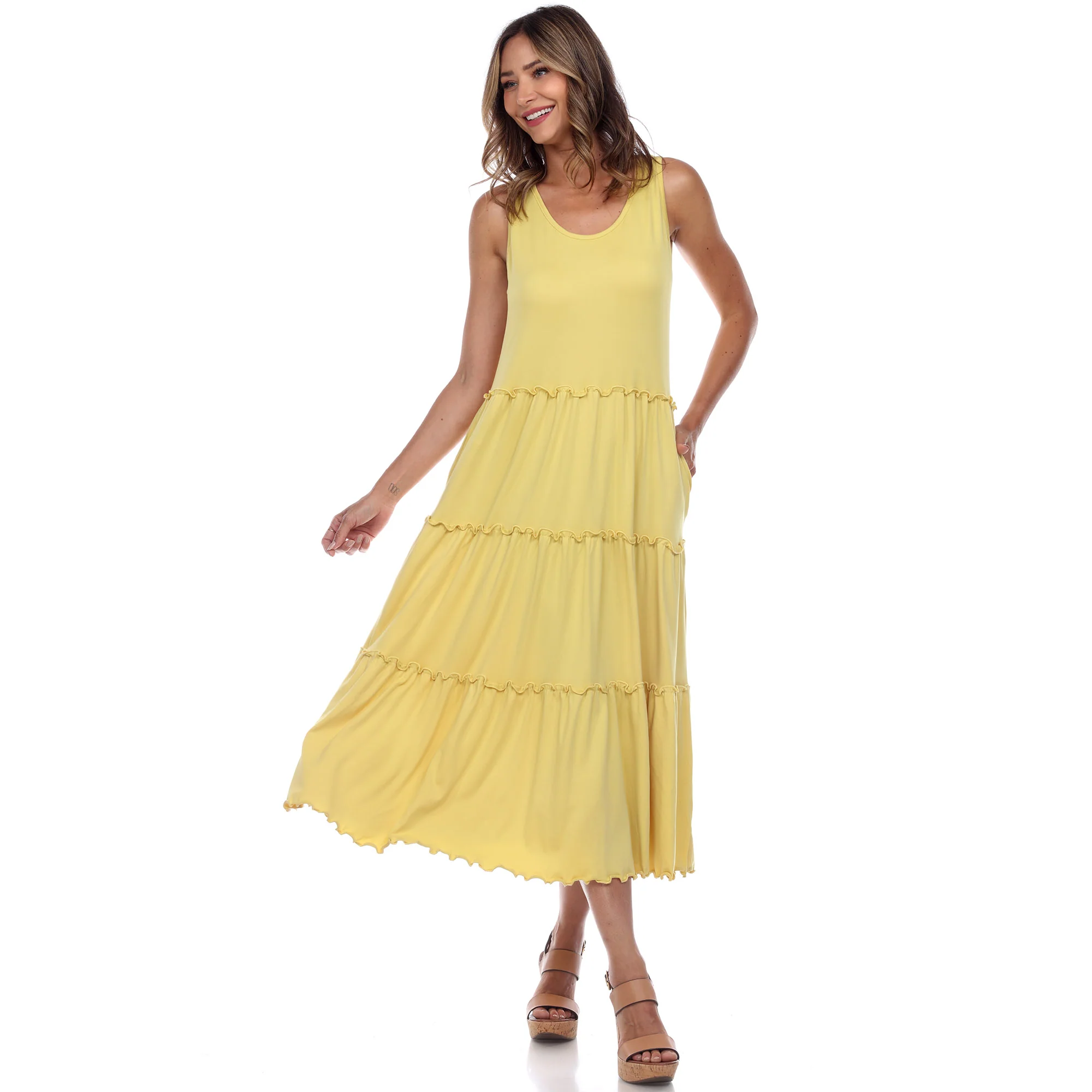 Scoop Neck Tiered Midi Dress - Image 45