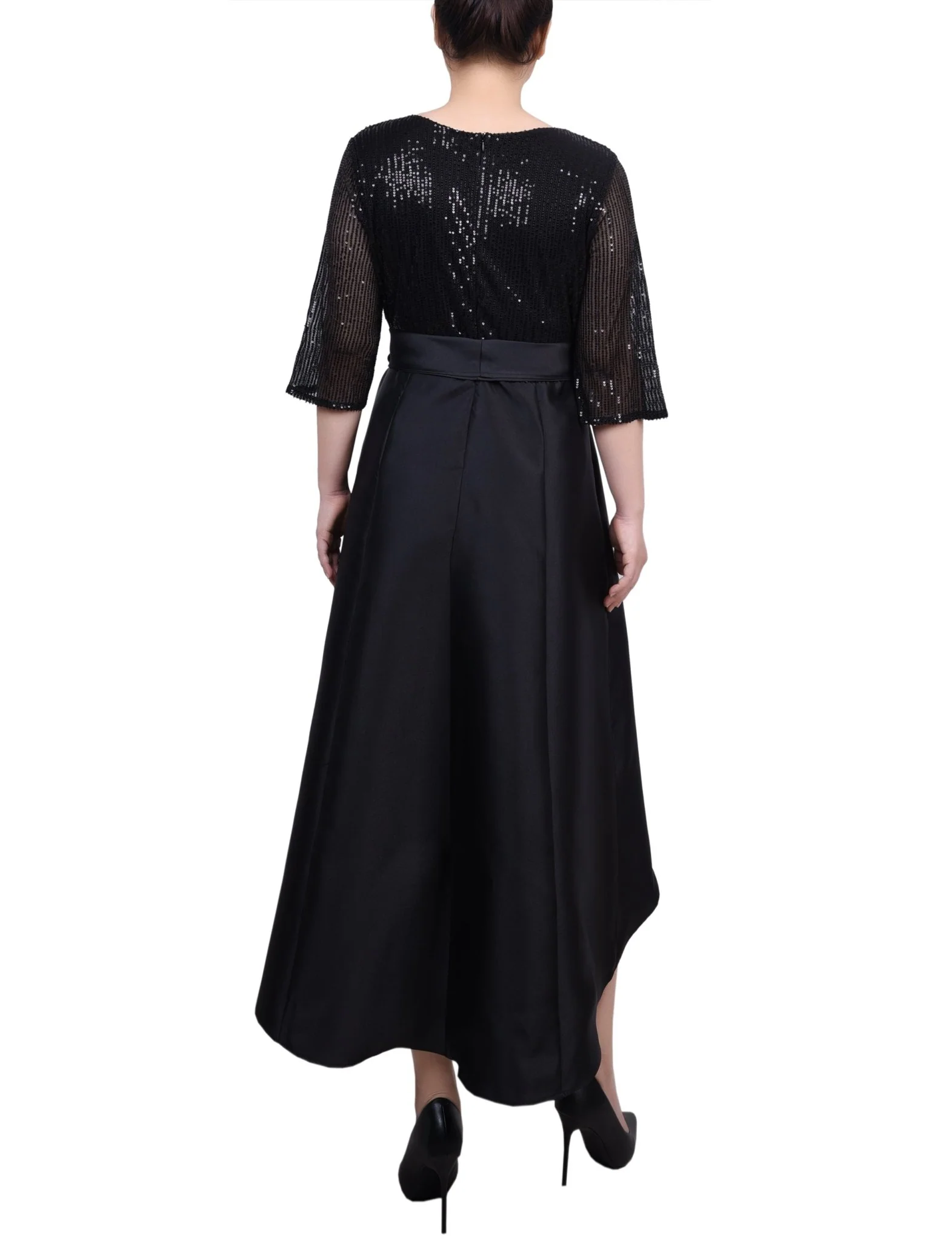 Sequin and Jacquard Holiday Dress - Petite - Image 4