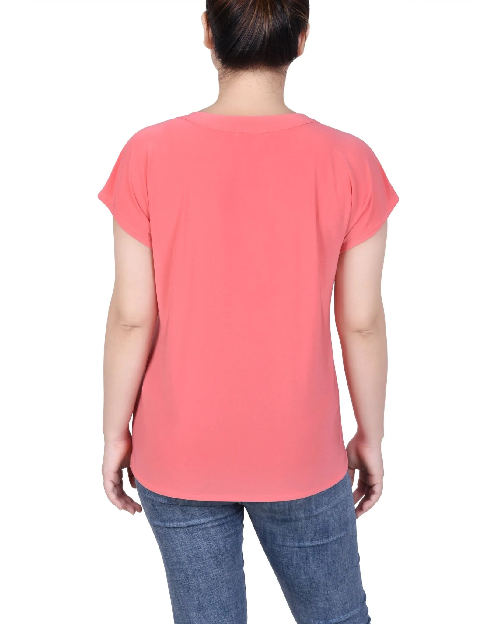Short Extended-Sleeve Grommet Neck Knit Top - Petite - Image 27