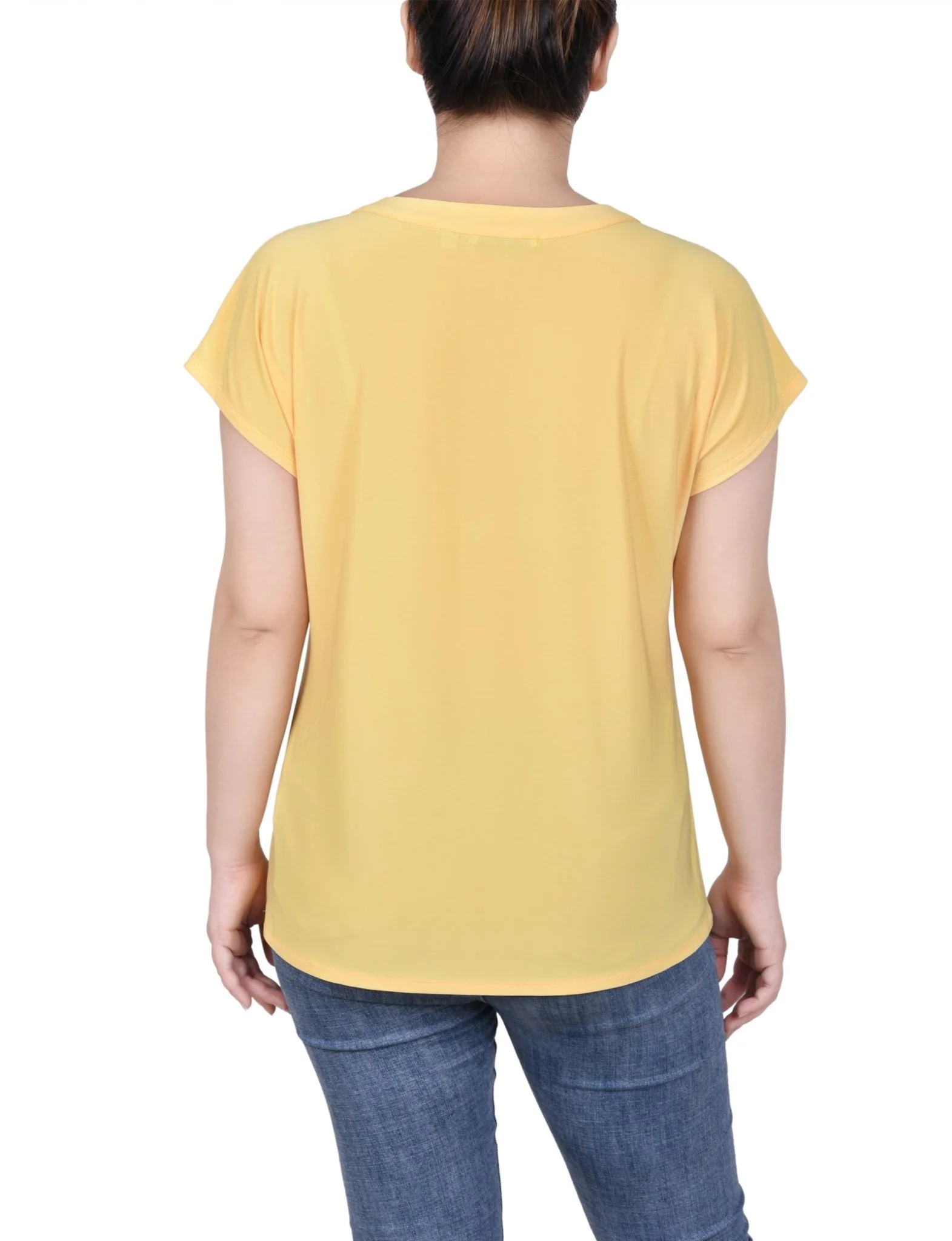 Short Extended-Sleeve Grommet Neck Knit Top - Petite - Image 30