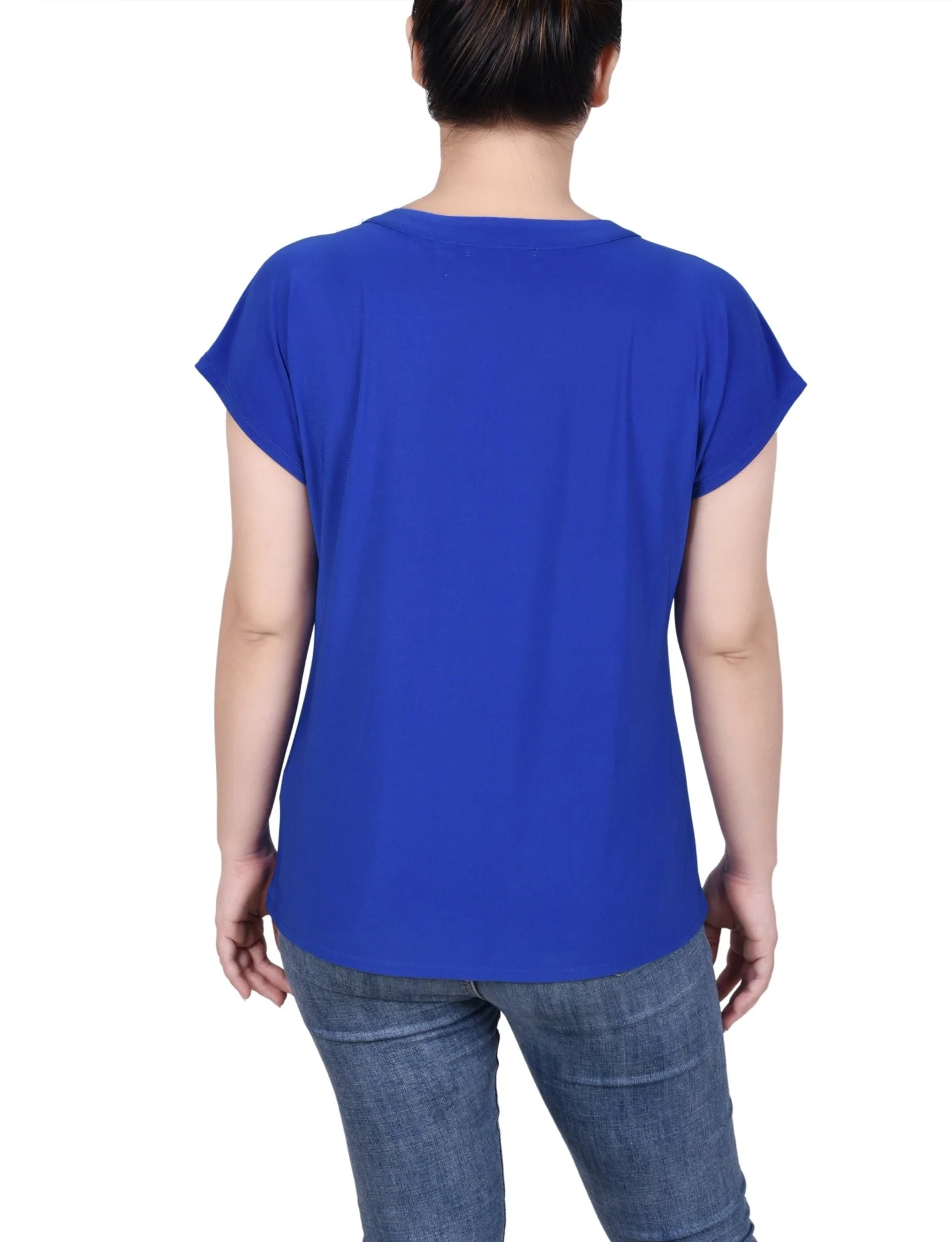 Short Extended-Sleeve Grommet Neck Knit Top - Petite - Image 36