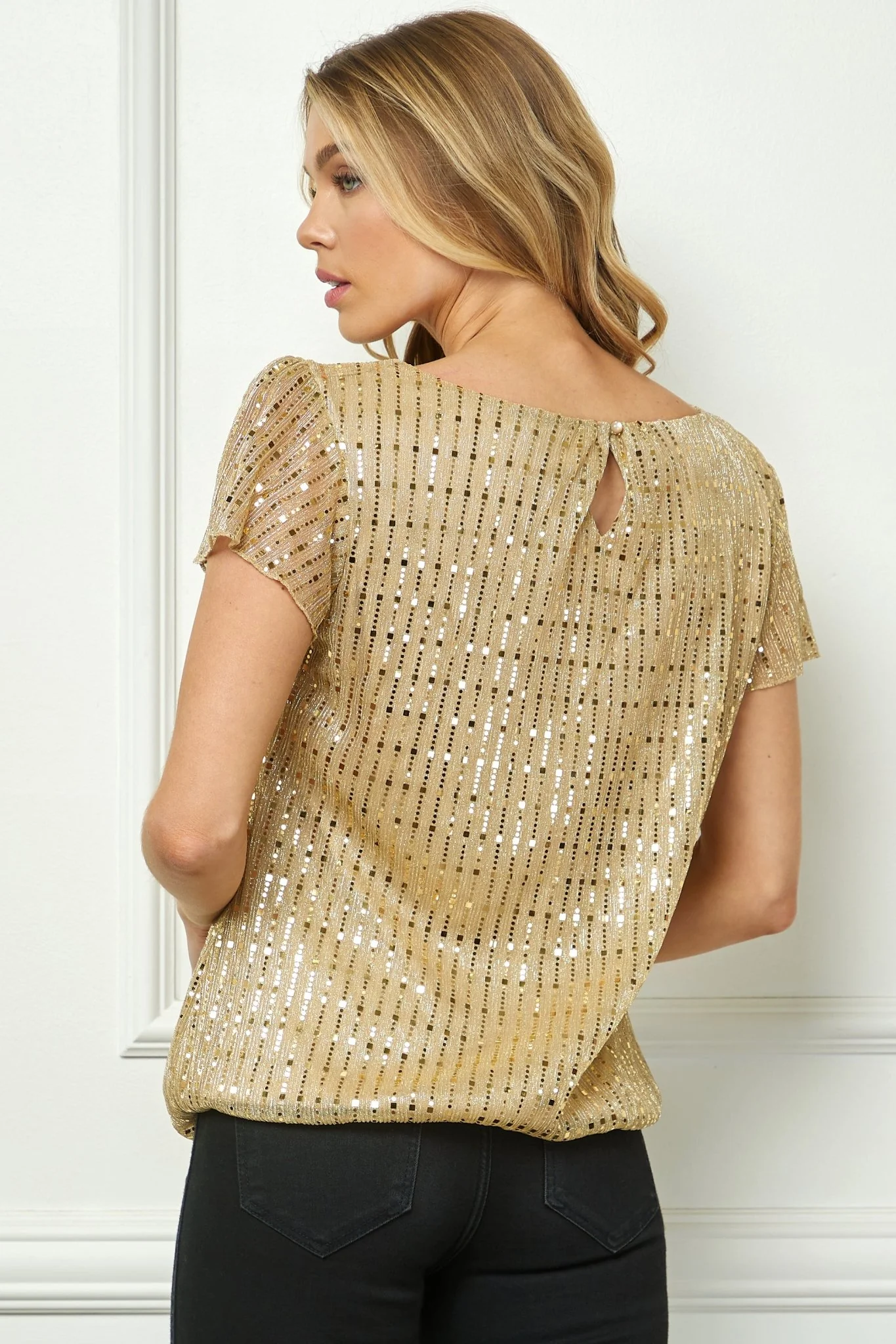 Short Flutter Sleeve Bubble Blouse - Image 3