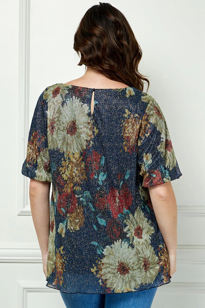 Short Puff Sleeve Scoop Neck Bubble Blouse - Plus - Image 3