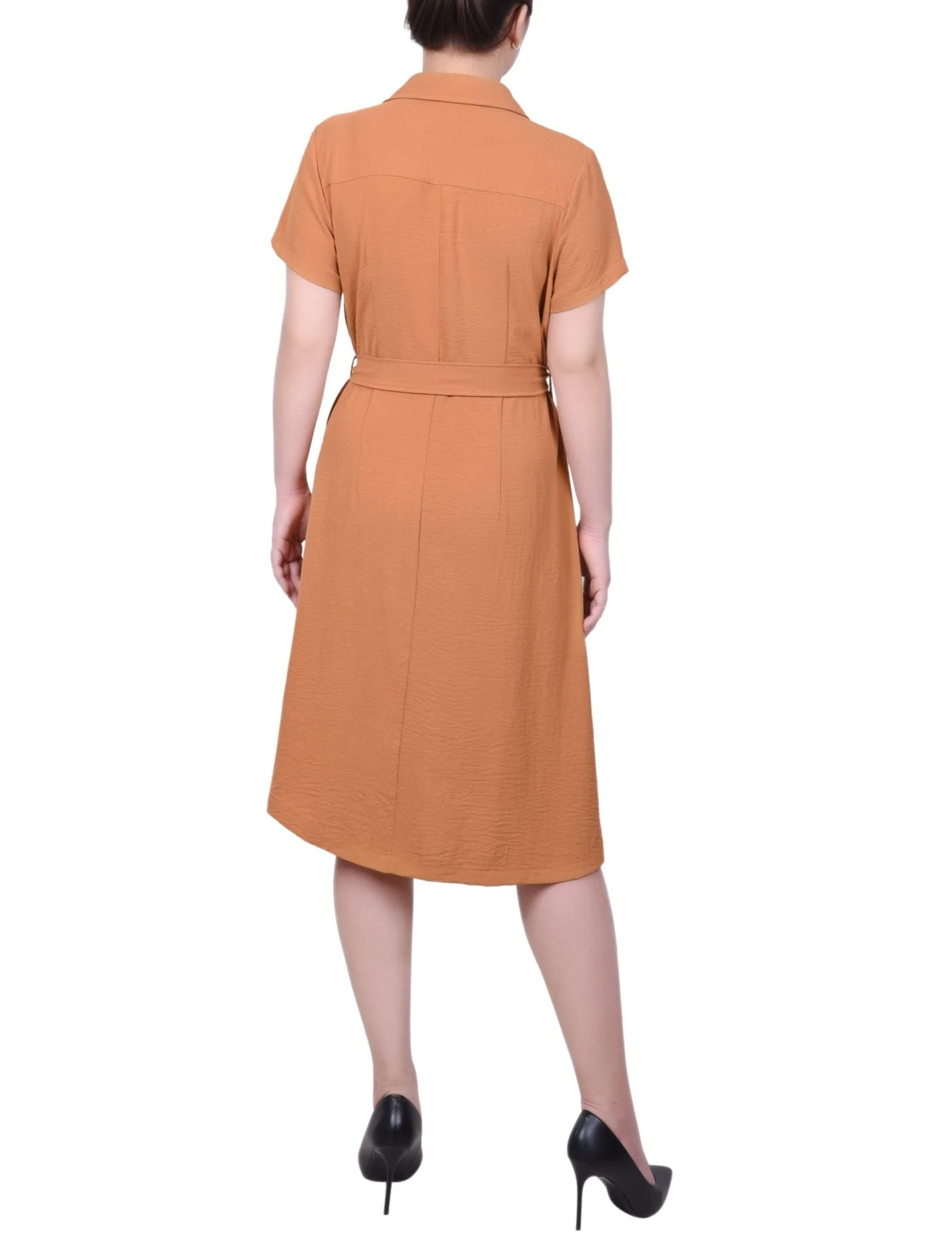 Short Sleeve Belted Shirtdress - Petite - Image 8