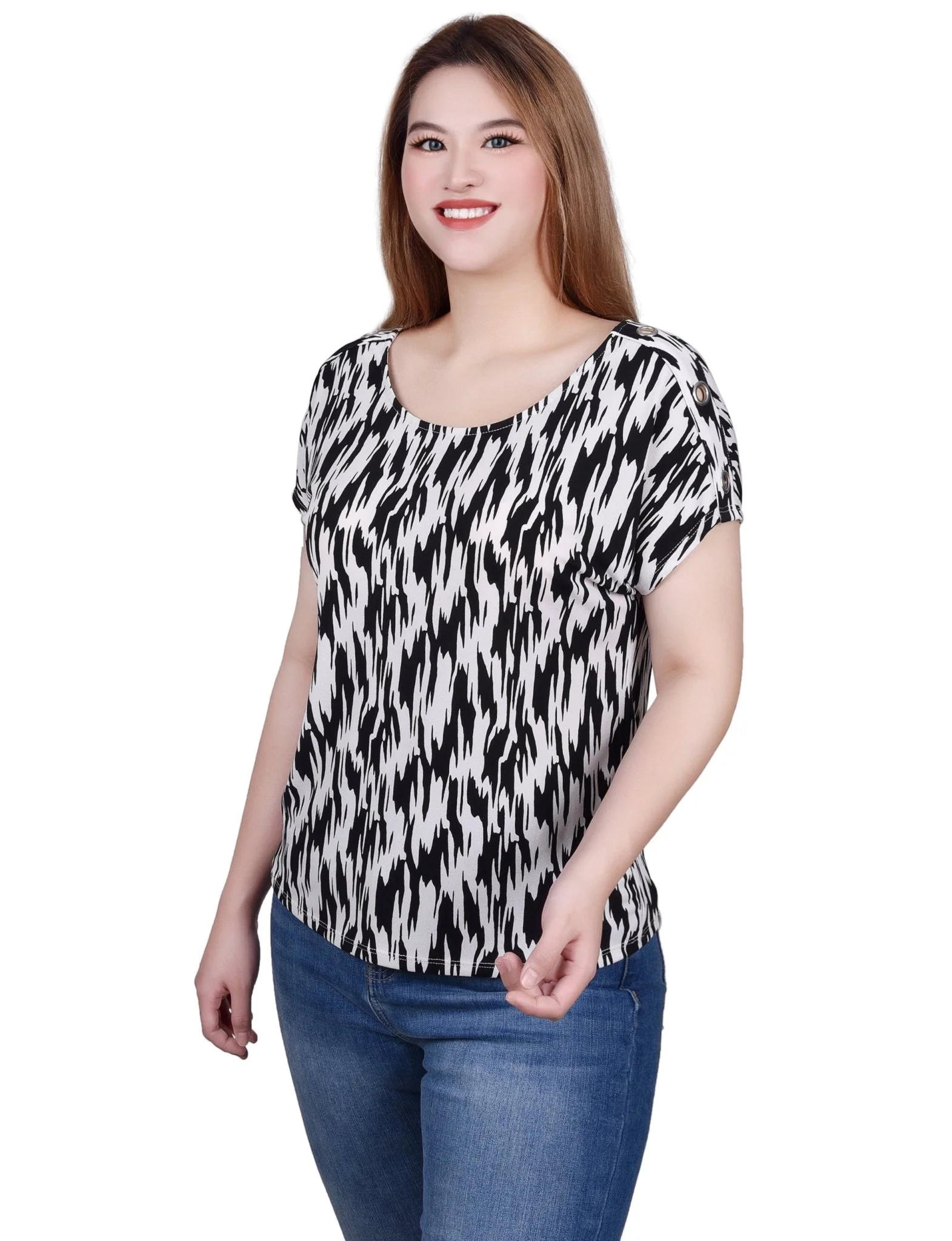 Short Sleeve Extended Sleeve Tunic Top - Image 10