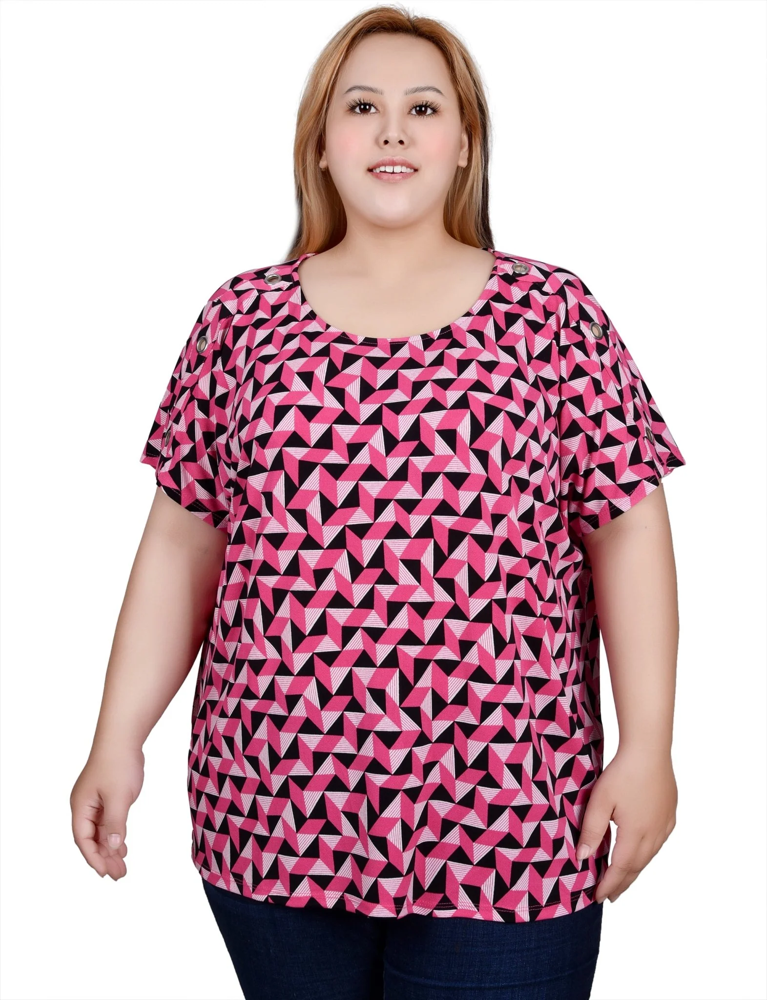Short Sleeve Extended Sleeve Tunic Top - Plus - Image 17