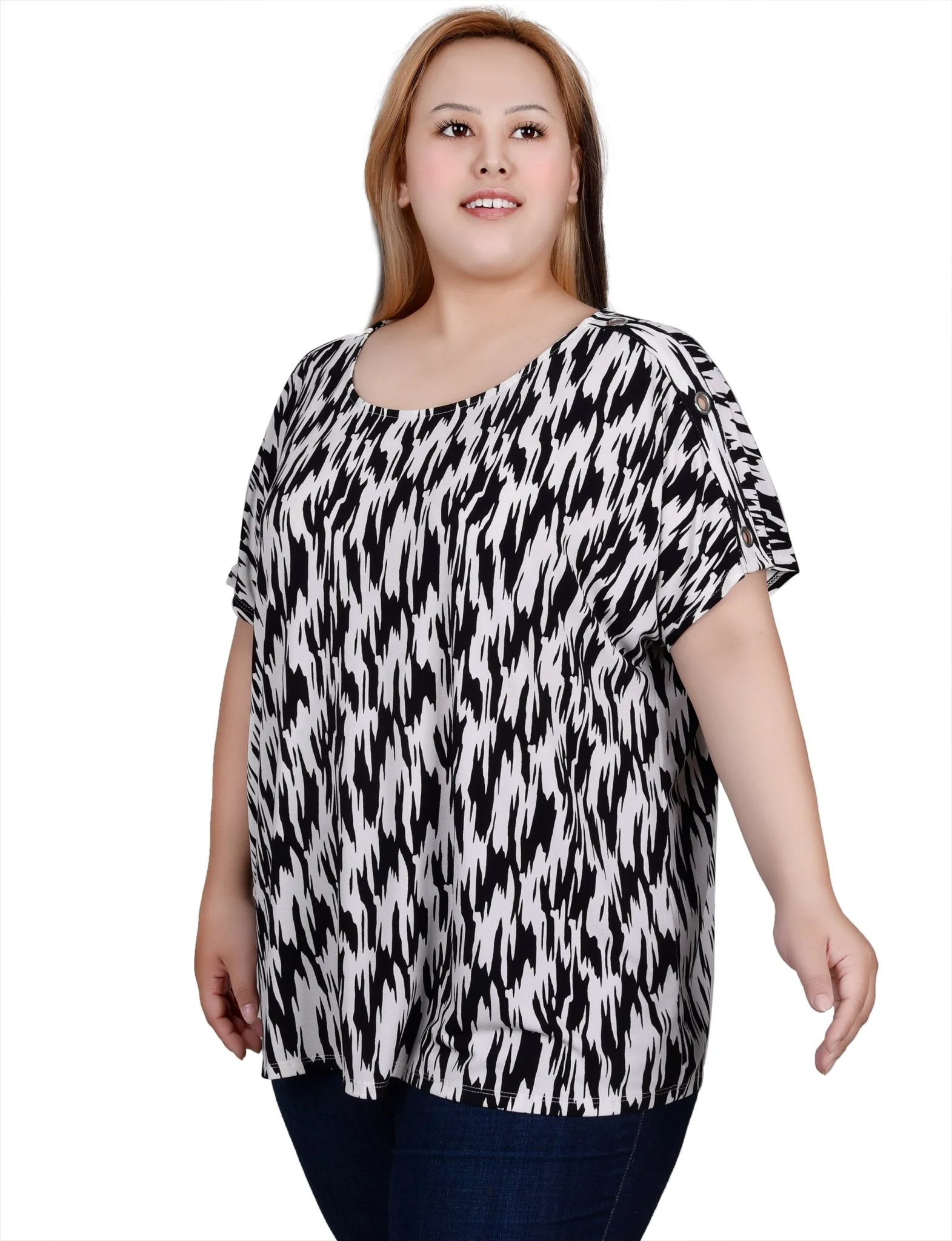 Short Sleeve Extended Sleeve Tunic Top - Plus - Image 6