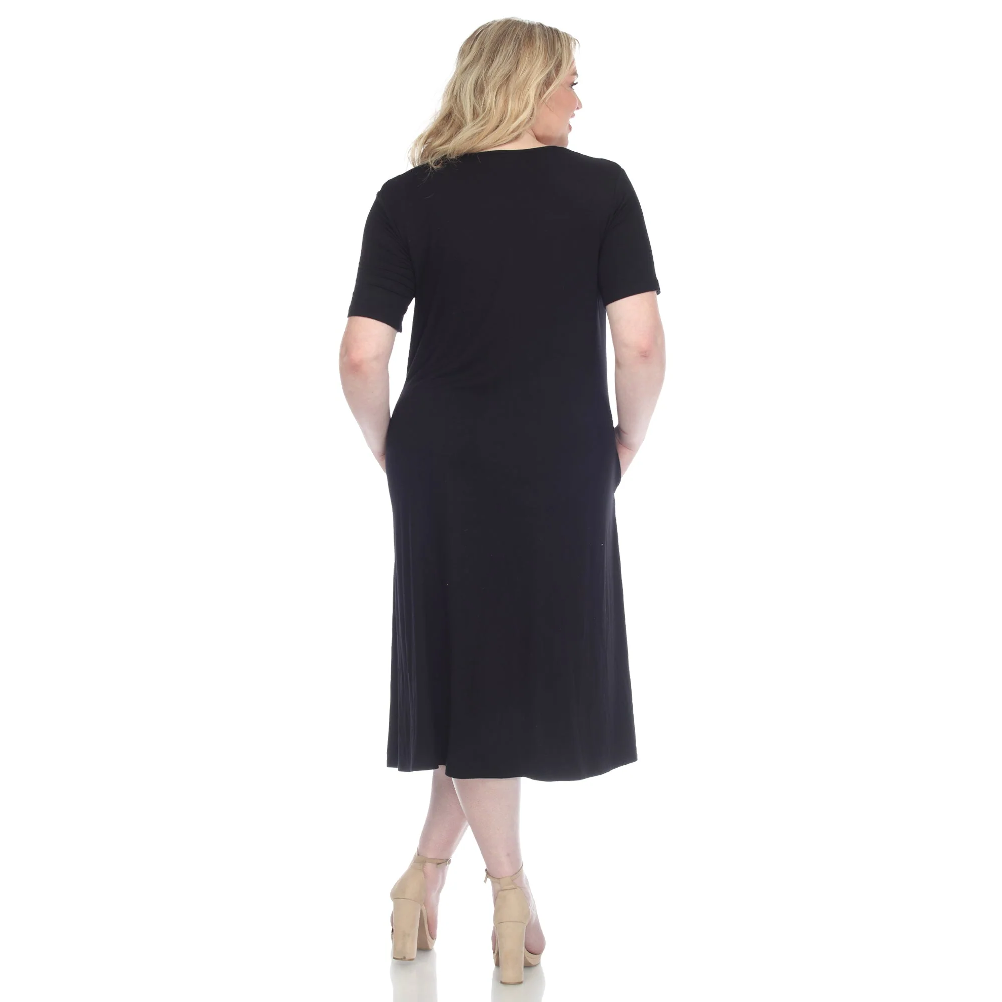 Short Sleeve Pocket Swing Midi Dress - Plus - Image 18