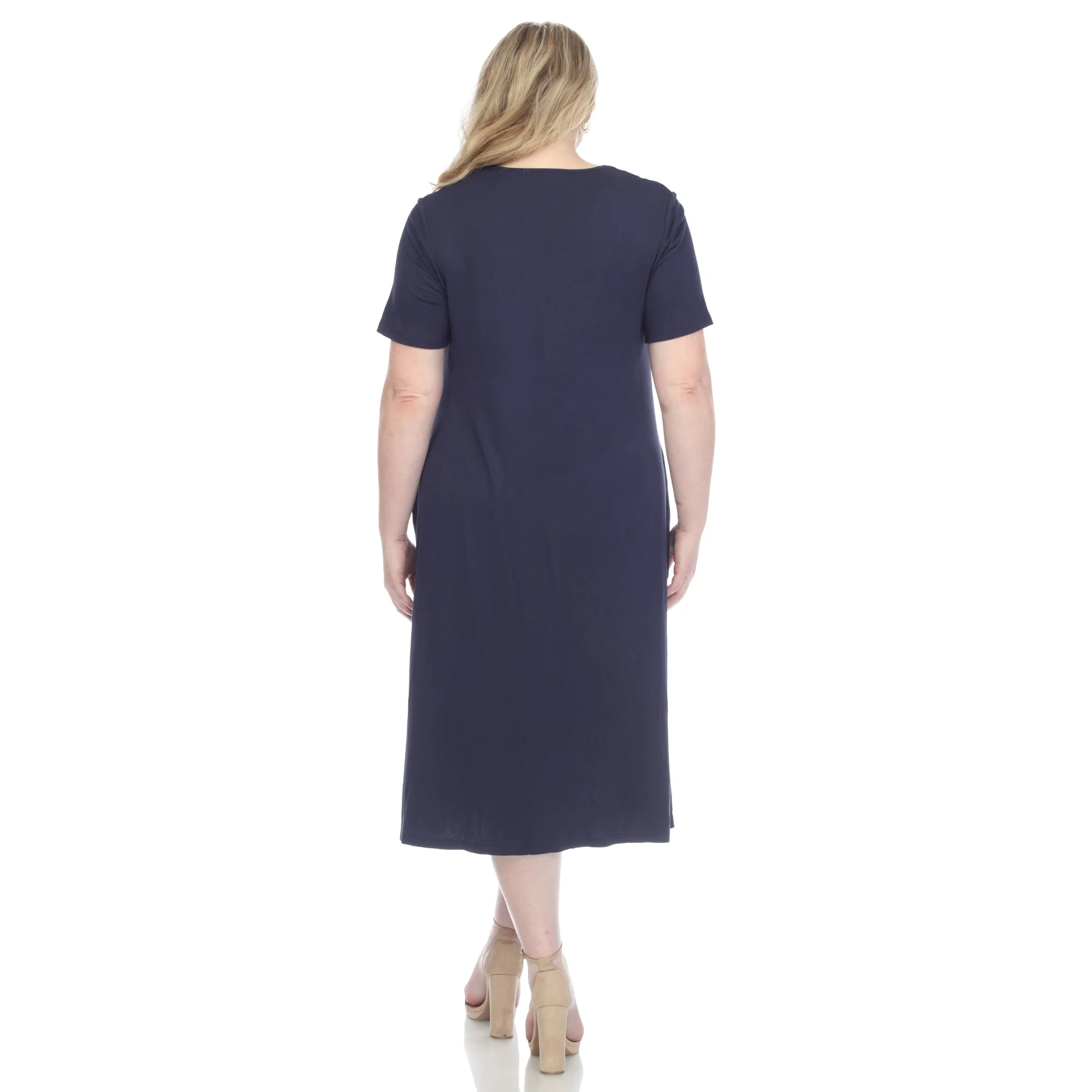 Short Sleeve Pocket Swing Midi Dress - Plus - Image 28