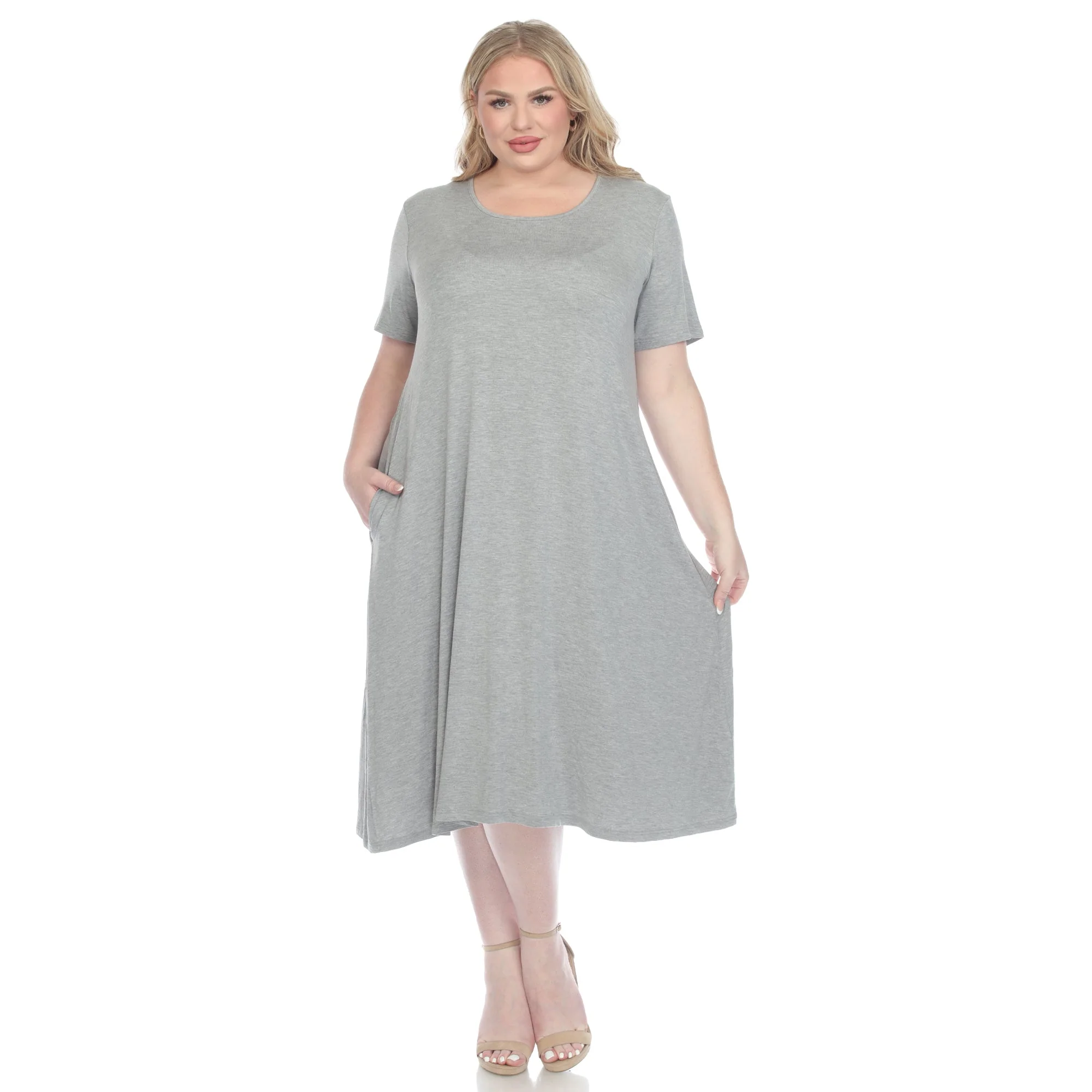 Short Sleeve Pocket Swing Midi Dress - Plus - Image 5