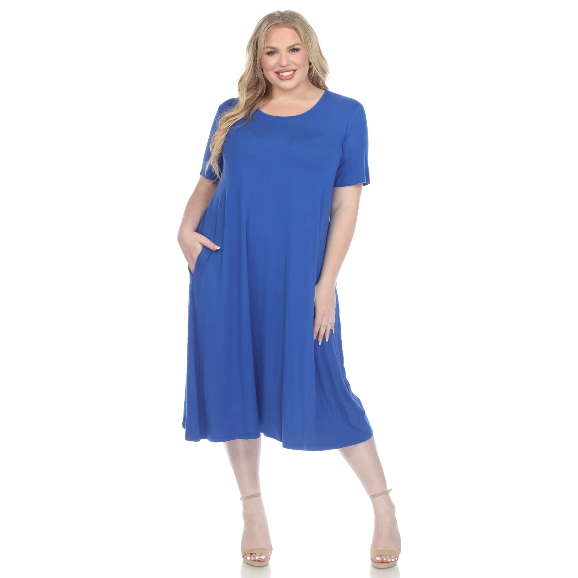 Short Sleeve Pocket Swing Midi Dress - Plus - Image 6