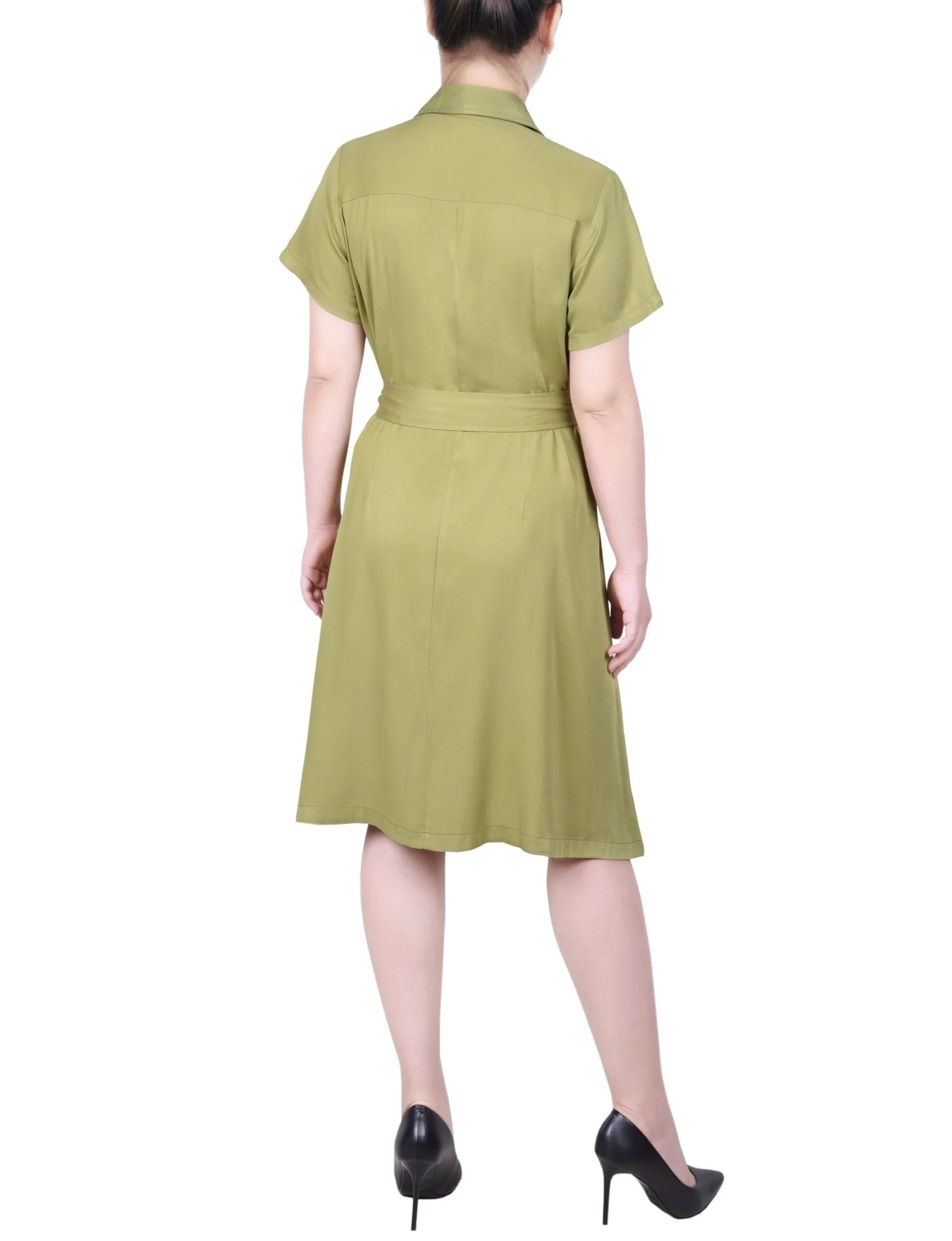 Short Sleeve Safari Style Dress - Petite - Image 4