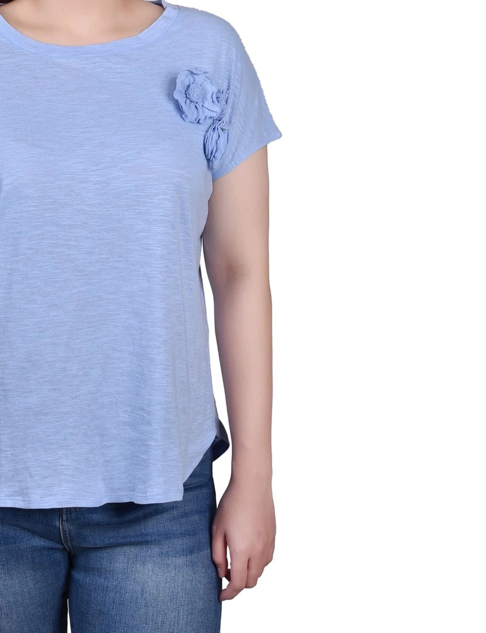 Short Sleeve Slub Knit Top - Petite - Image 3