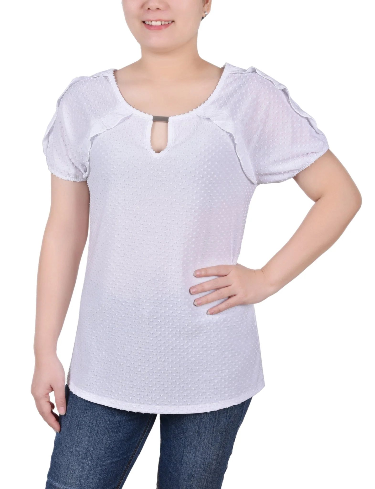 Short Sleeve Swiss Dot Top - Petite - Image 10