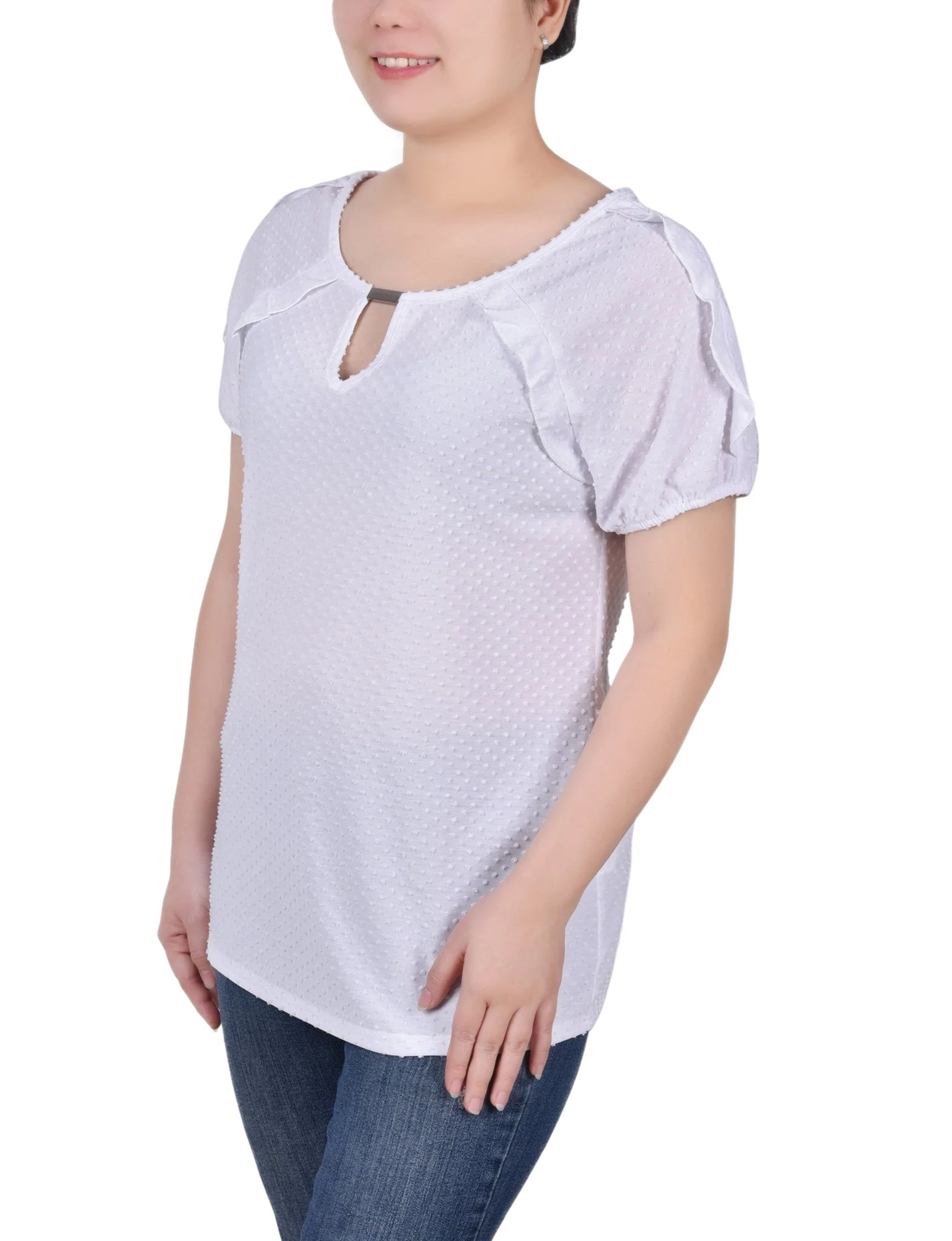 Short Sleeve Swiss Dot Top - Petite - Image 11