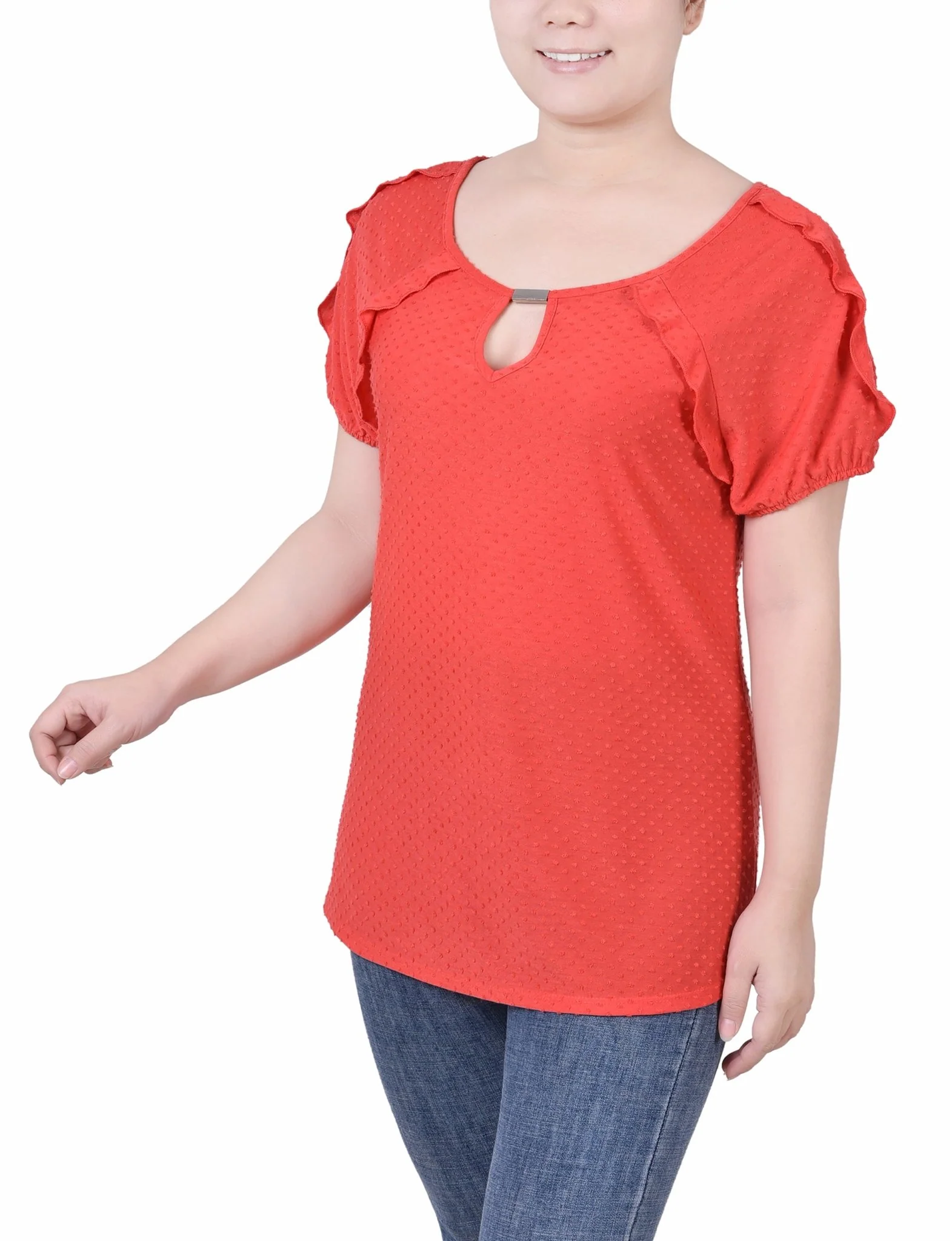 Short Sleeve Swiss Dot Top - Petite - Image 5