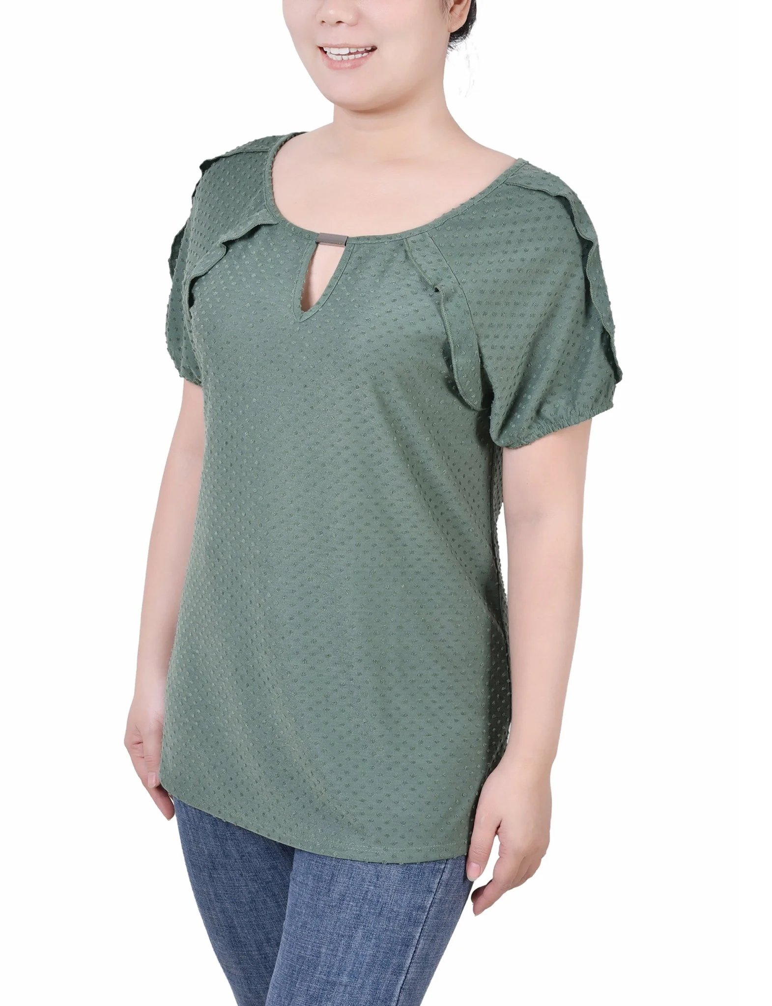 Short Sleeve Swiss Dot Top - Petite - Image 8