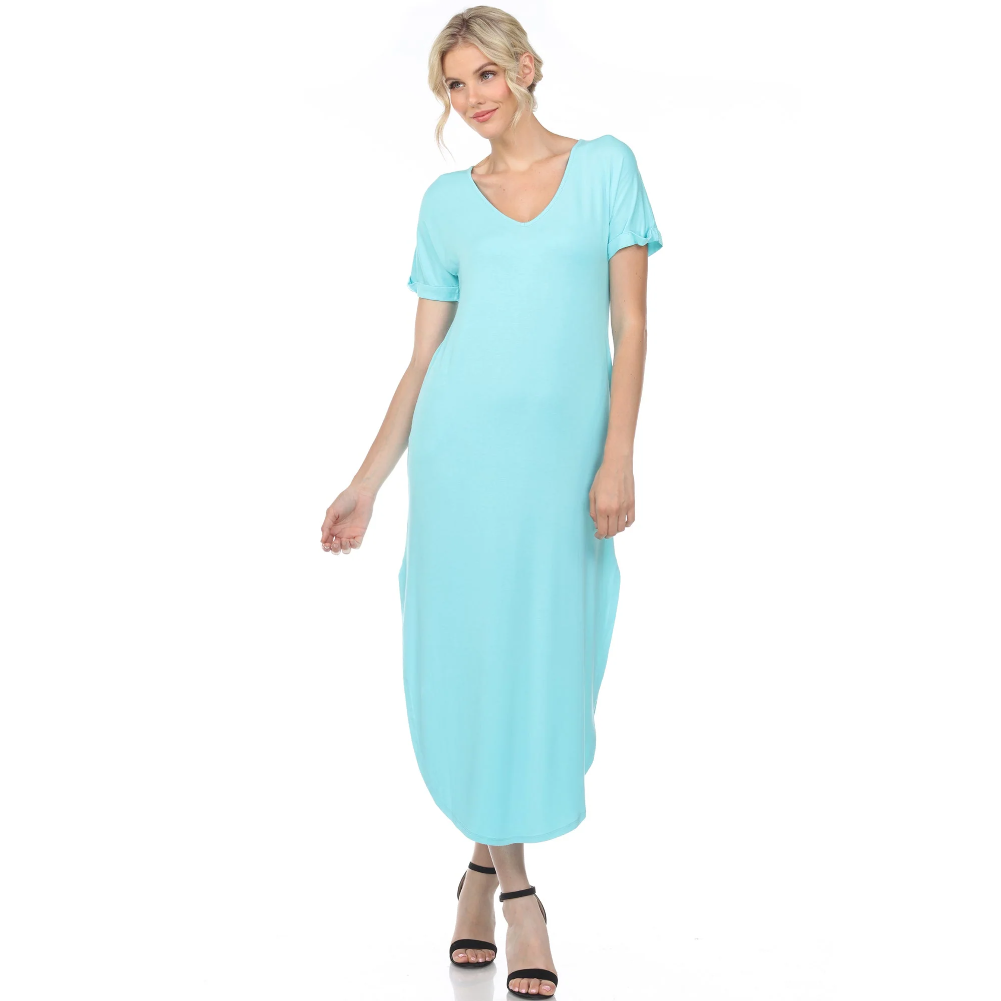 Short Sleeve V-neck Maxi Dress - Image 12