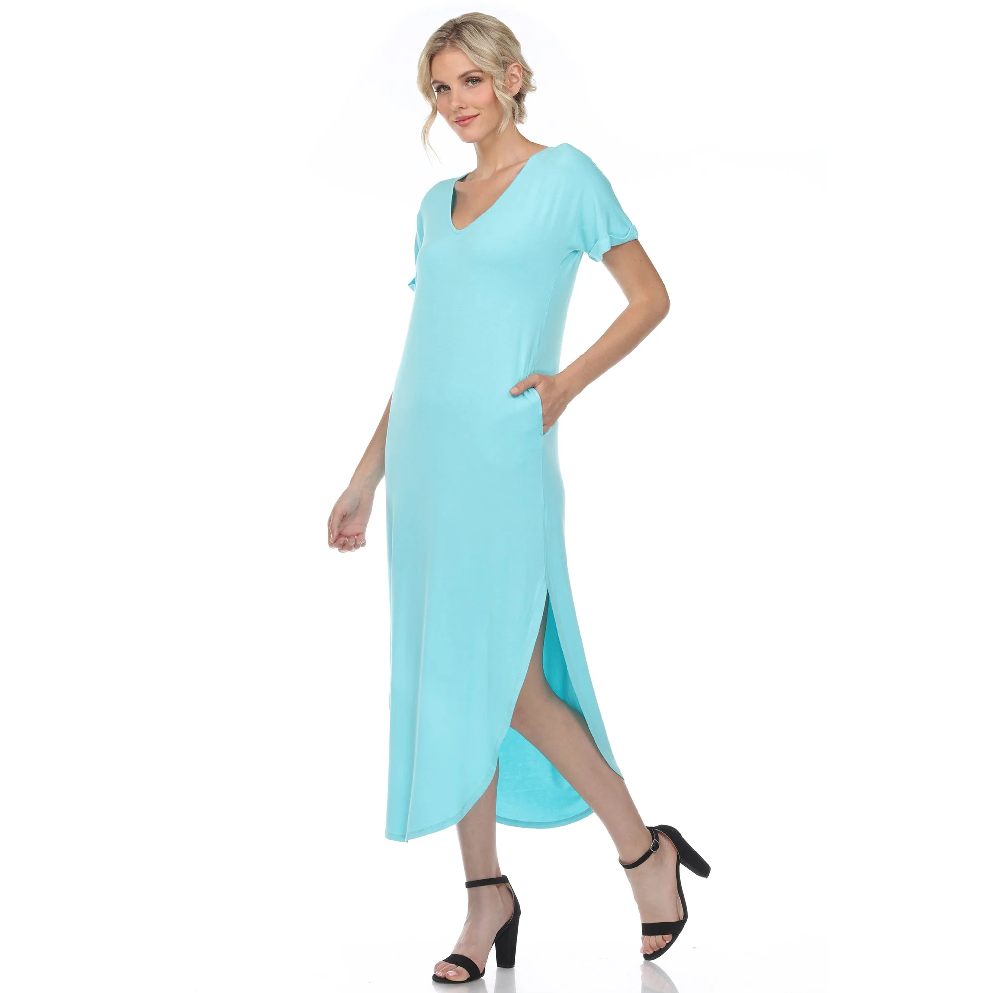 Short Sleeve V-neck Maxi Dress - Image 13