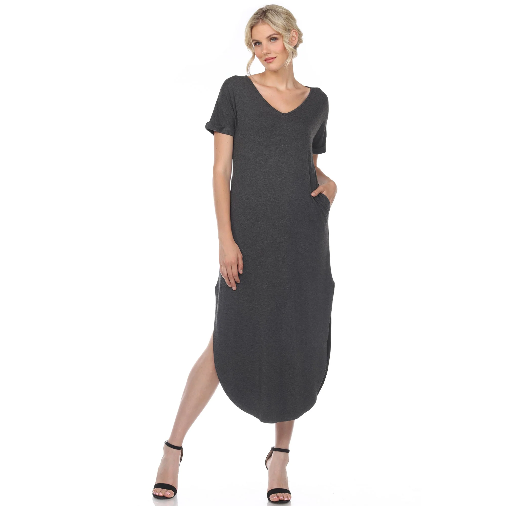 Short Sleeve V-neck Maxi Dress - Image 21