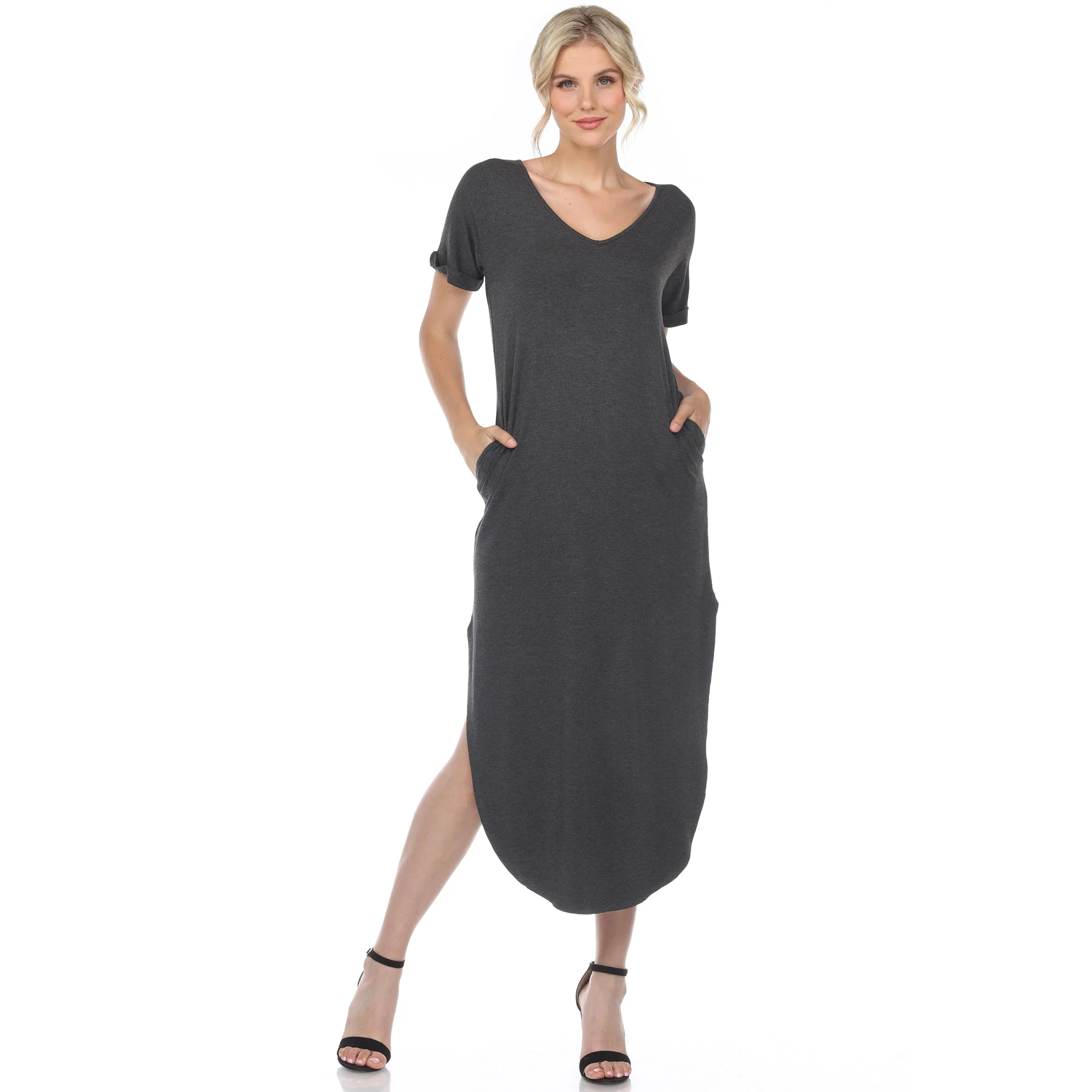 Short Sleeve V-neck Maxi Dress - Image 22