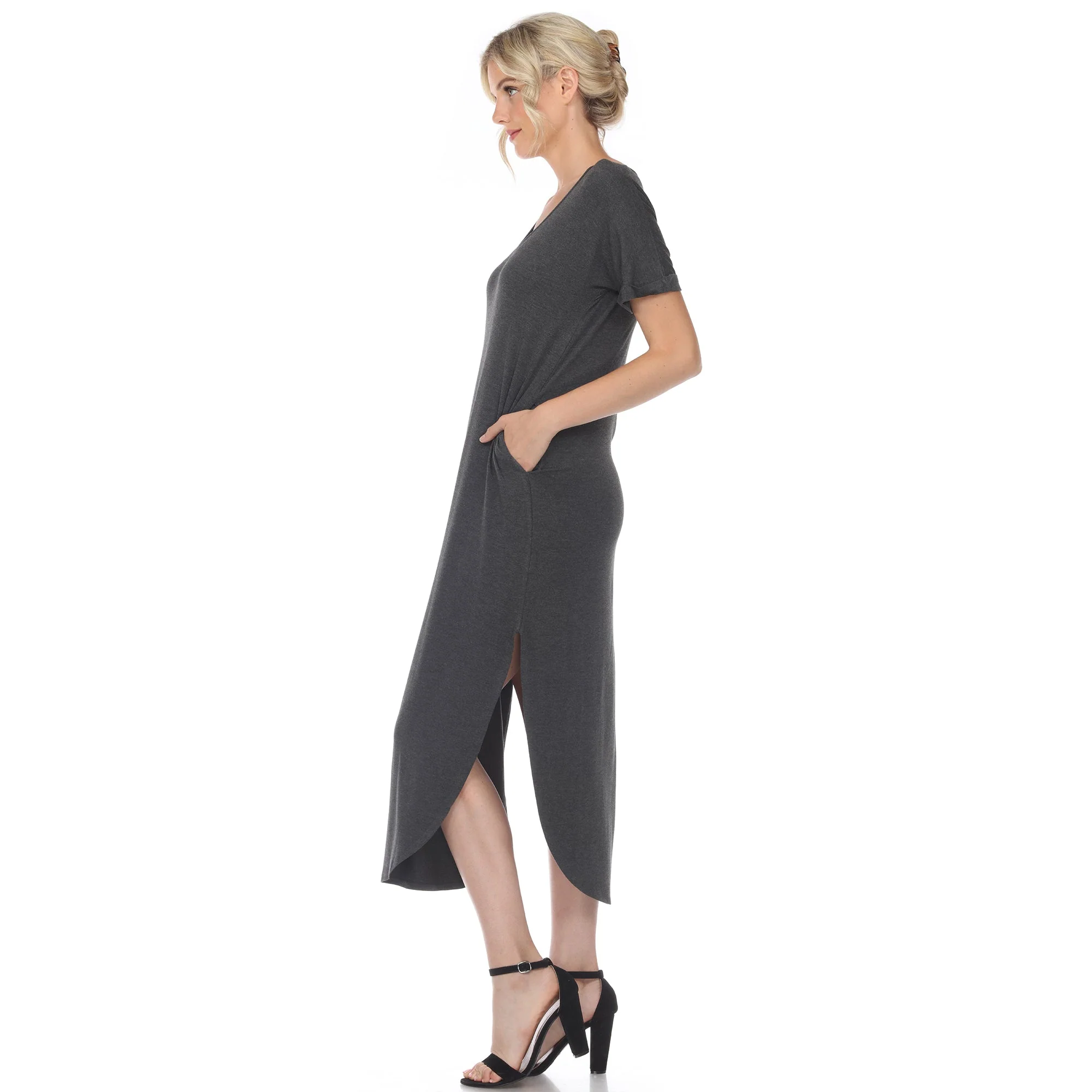 Short Sleeve V-neck Maxi Dress - Image 23