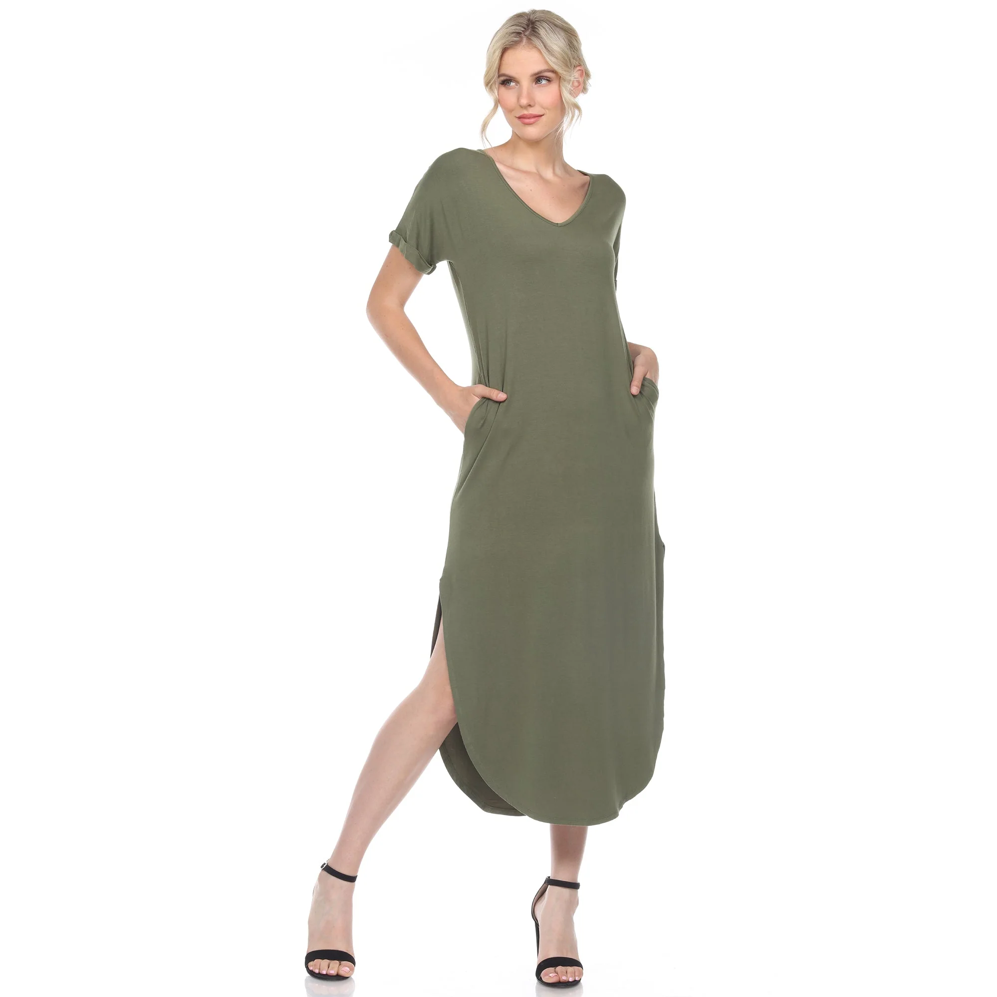 Short Sleeve V-neck Maxi Dress - Image 26