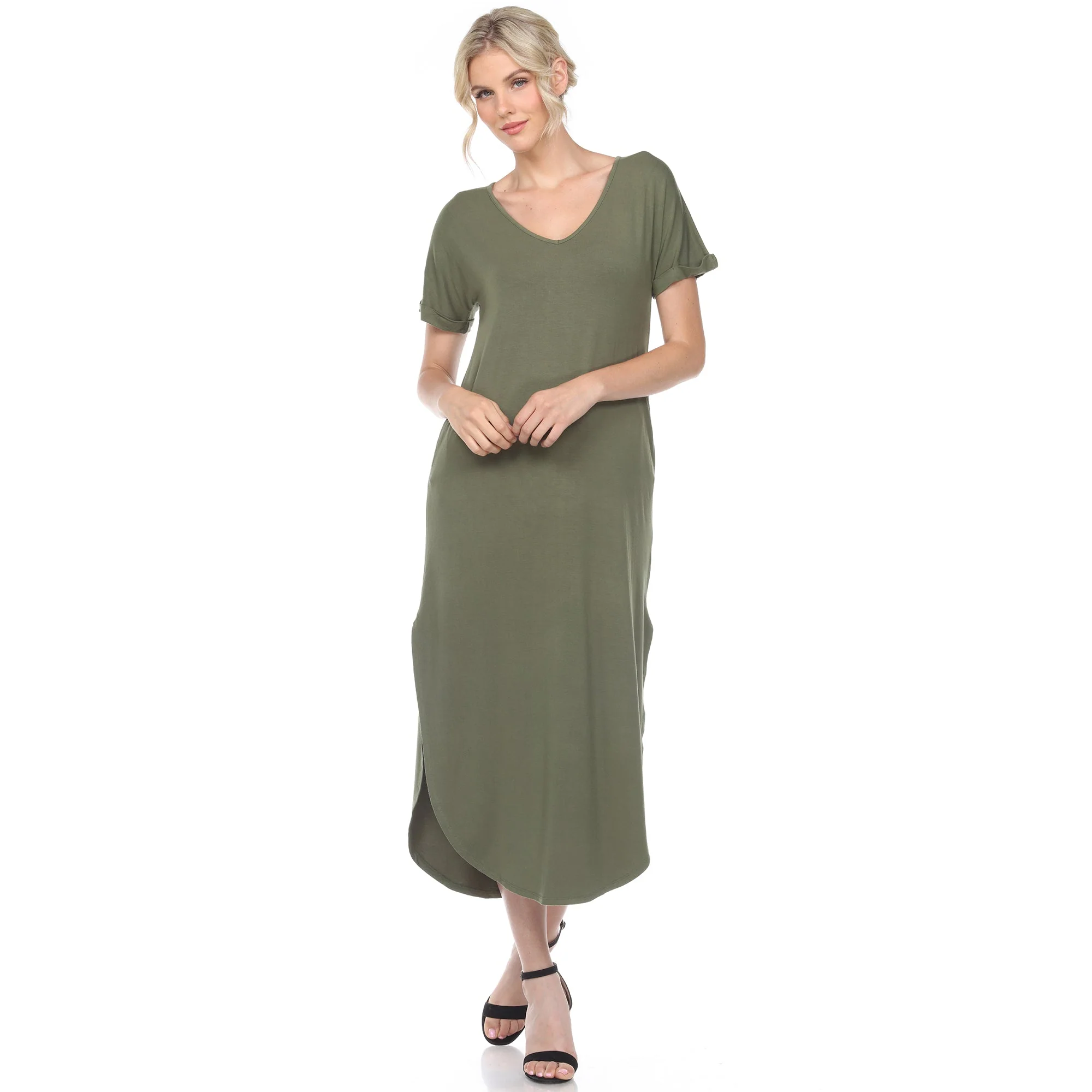 Short Sleeve V-neck Maxi Dress - Image 27