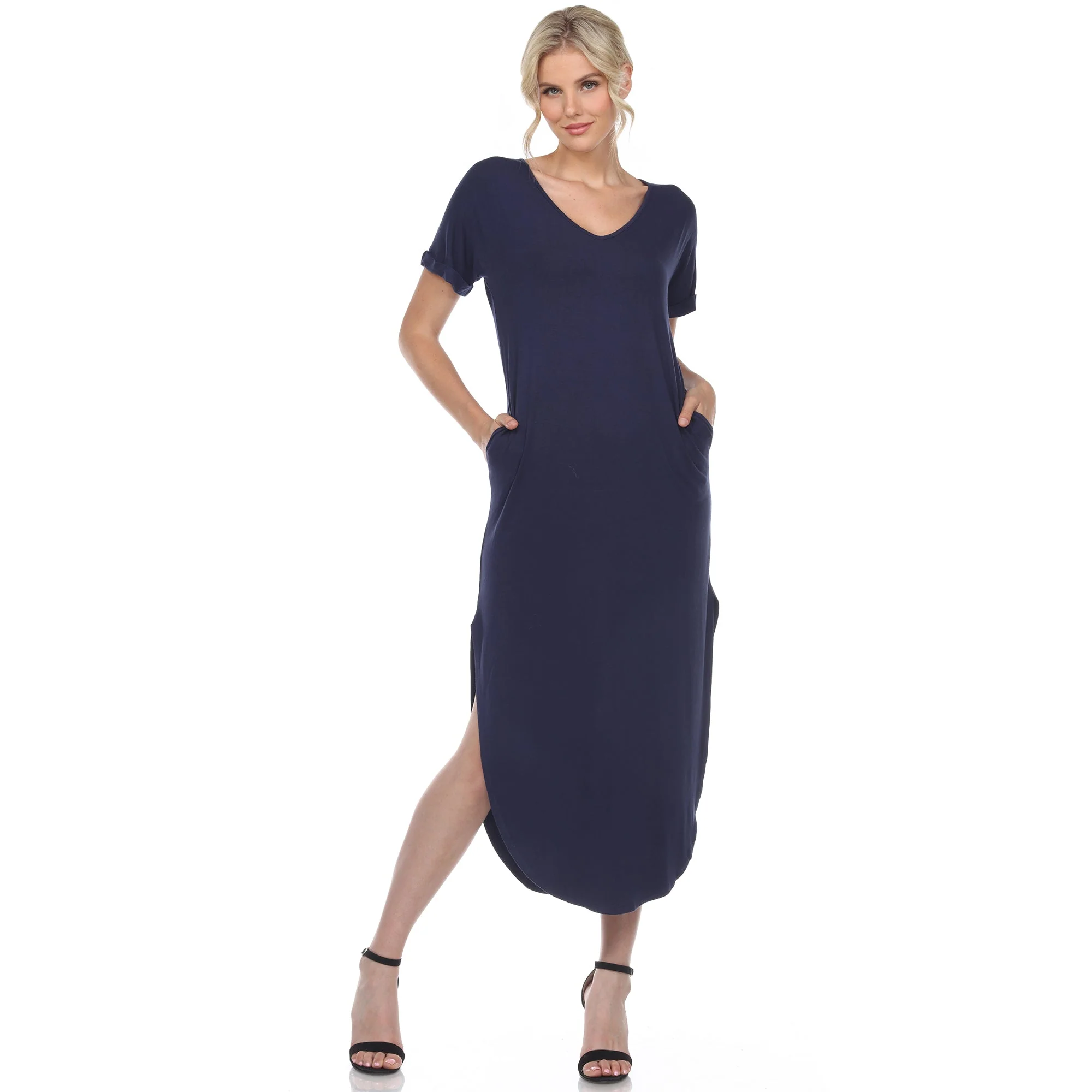 Short Sleeve V-neck Maxi Dress - Image 6
