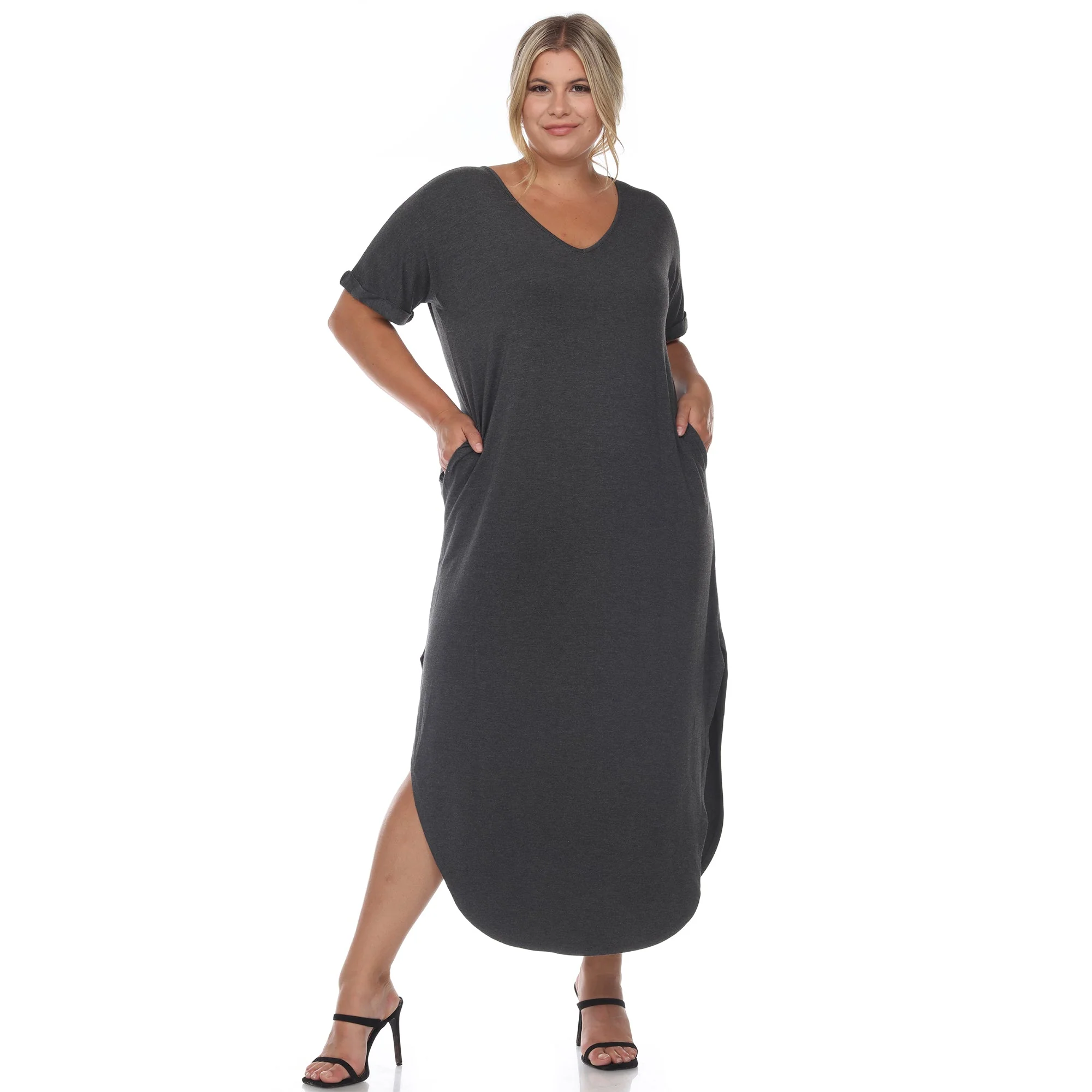 Short Sleeve V-neck Maxi Dress - Plus - Image 11
