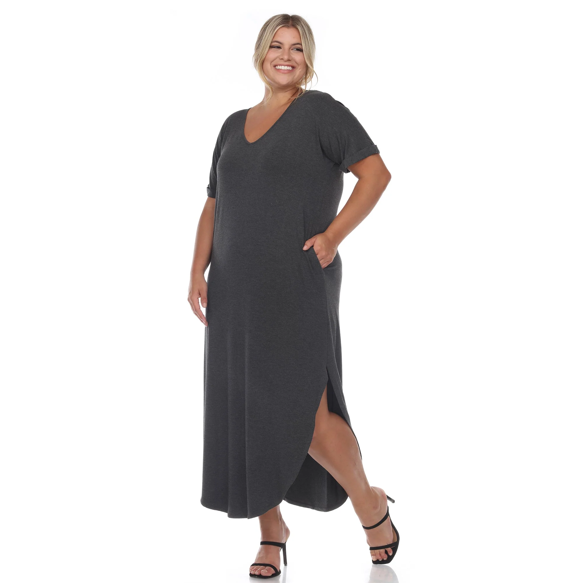 Short Sleeve V-neck Maxi Dress - Plus - Image 13