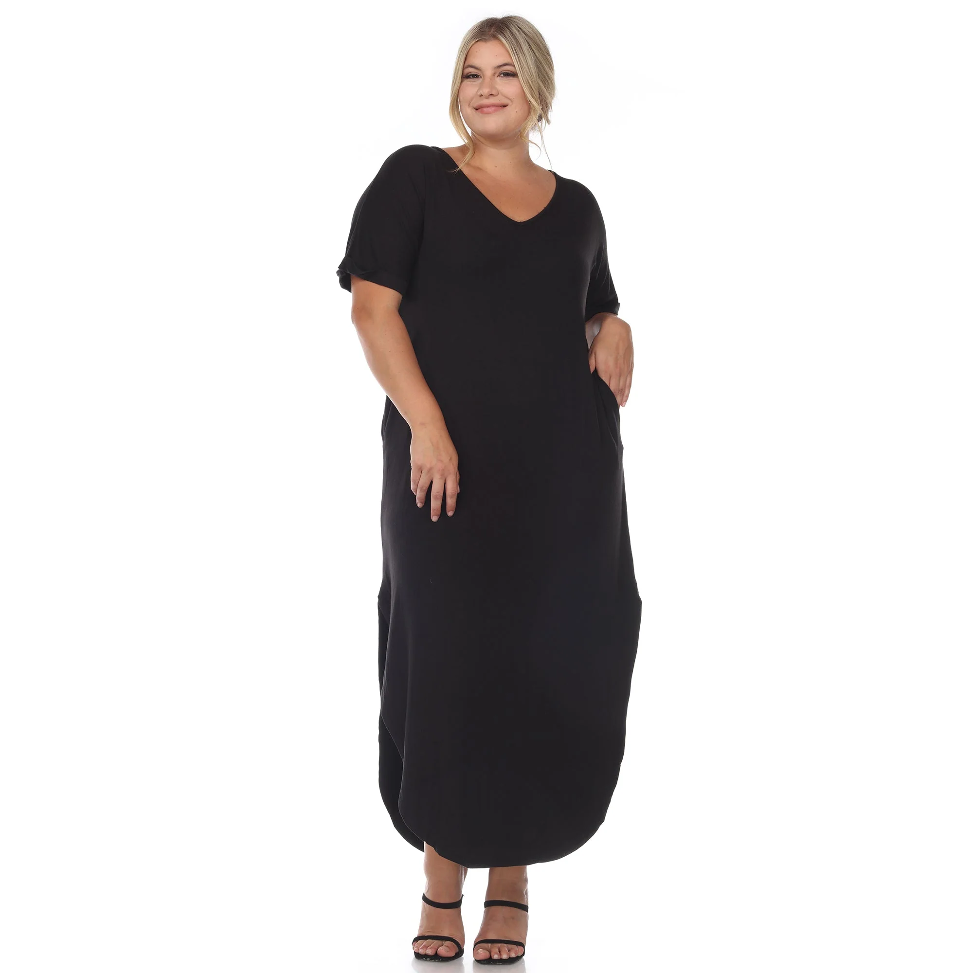 Short Sleeve V-neck Maxi Dress - Plus - Image 17