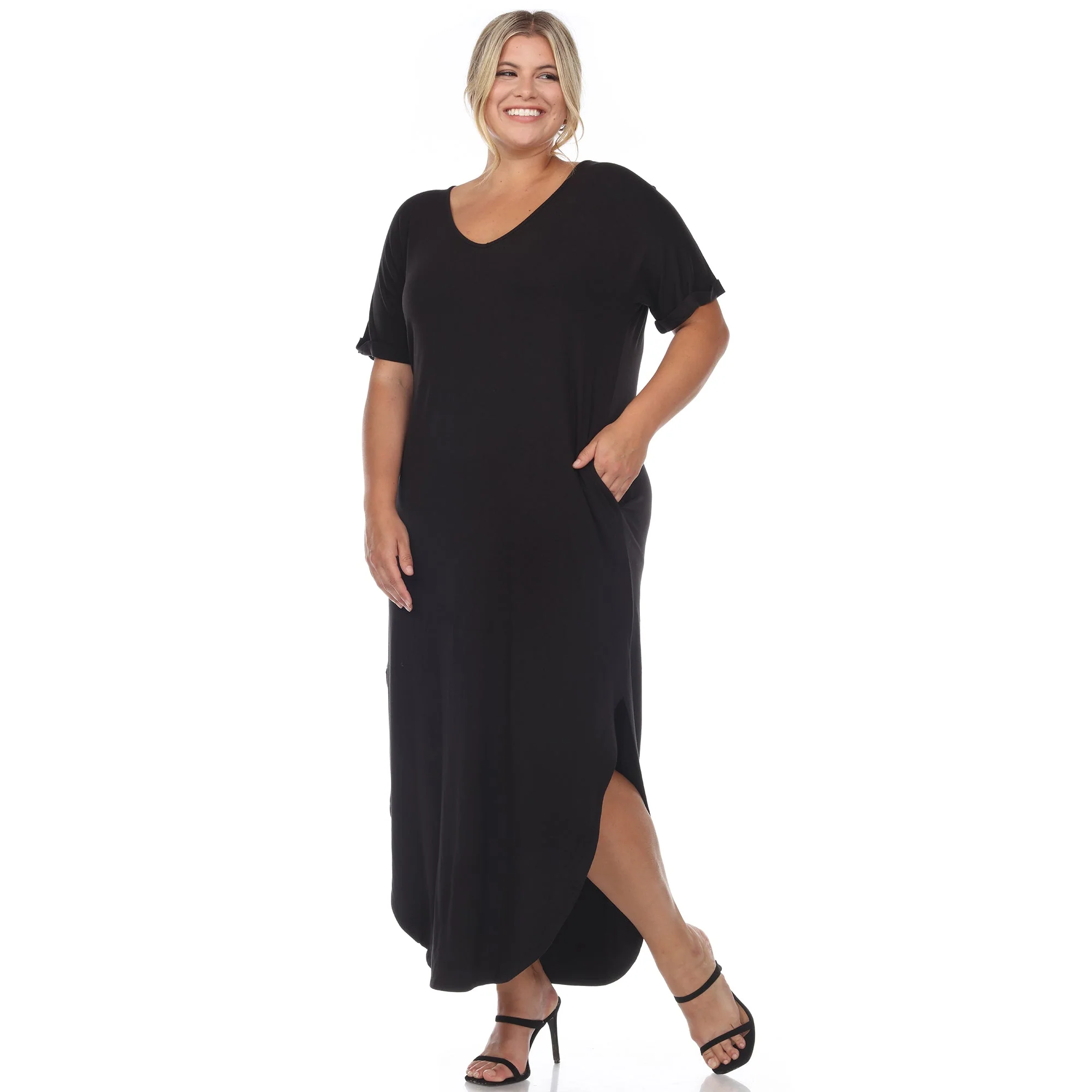 Short Sleeve V-neck Maxi Dress - Plus - Image 18