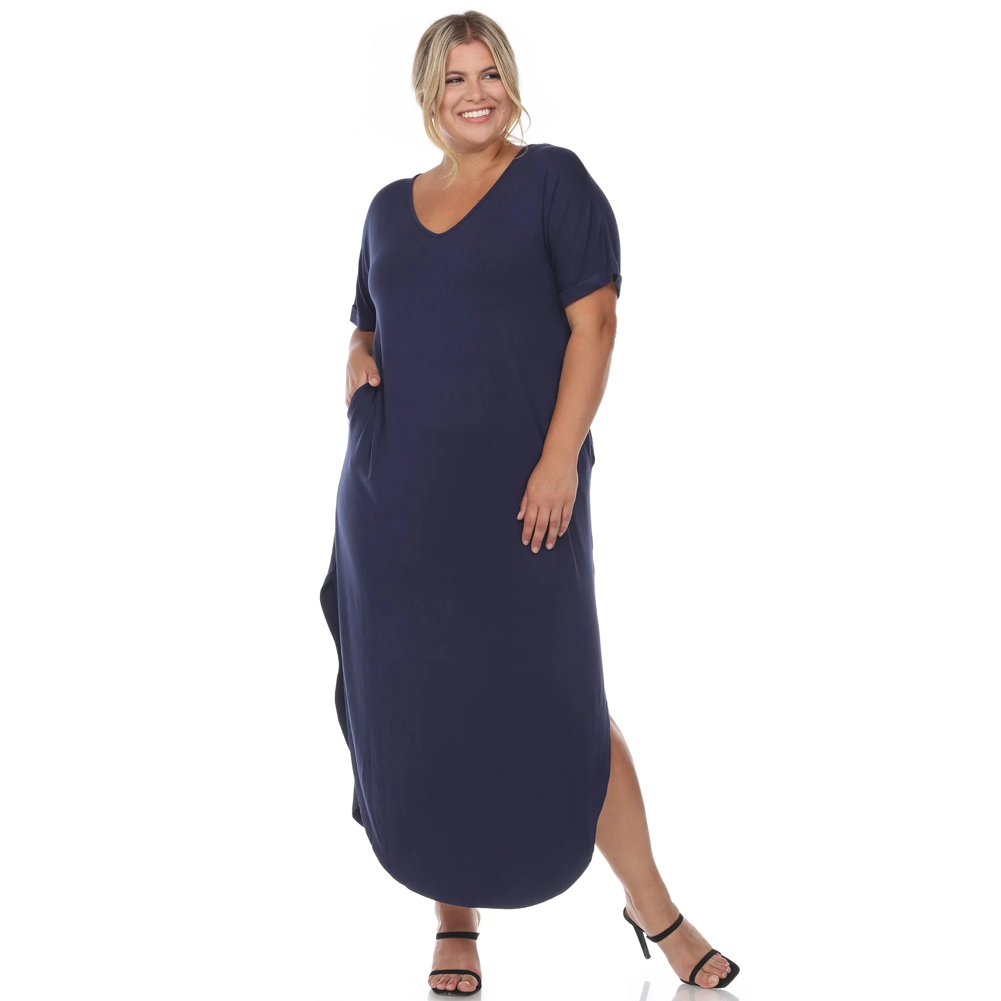 Short Sleeve V-neck Maxi Dress - Plus - Image 22