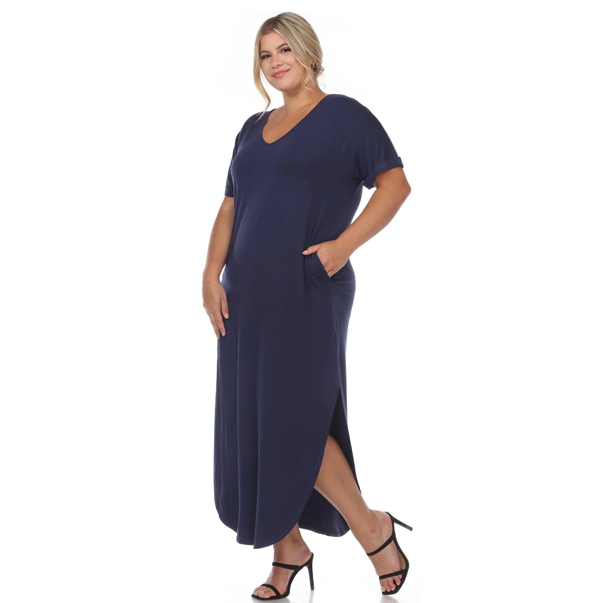 Short Sleeve V-neck Maxi Dress - Plus - Image 23