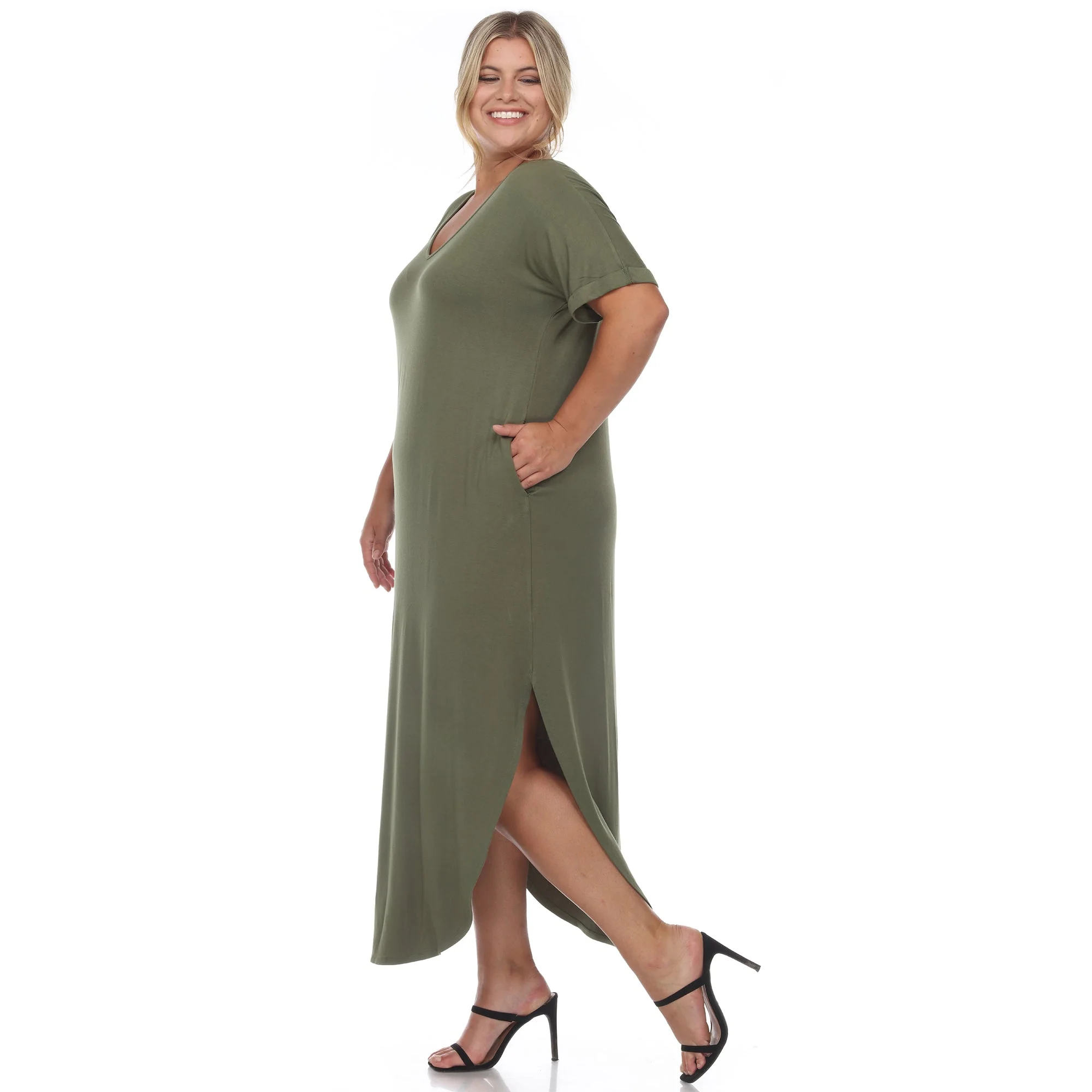 Short Sleeve V-neck Maxi Dress - Plus - Image 28