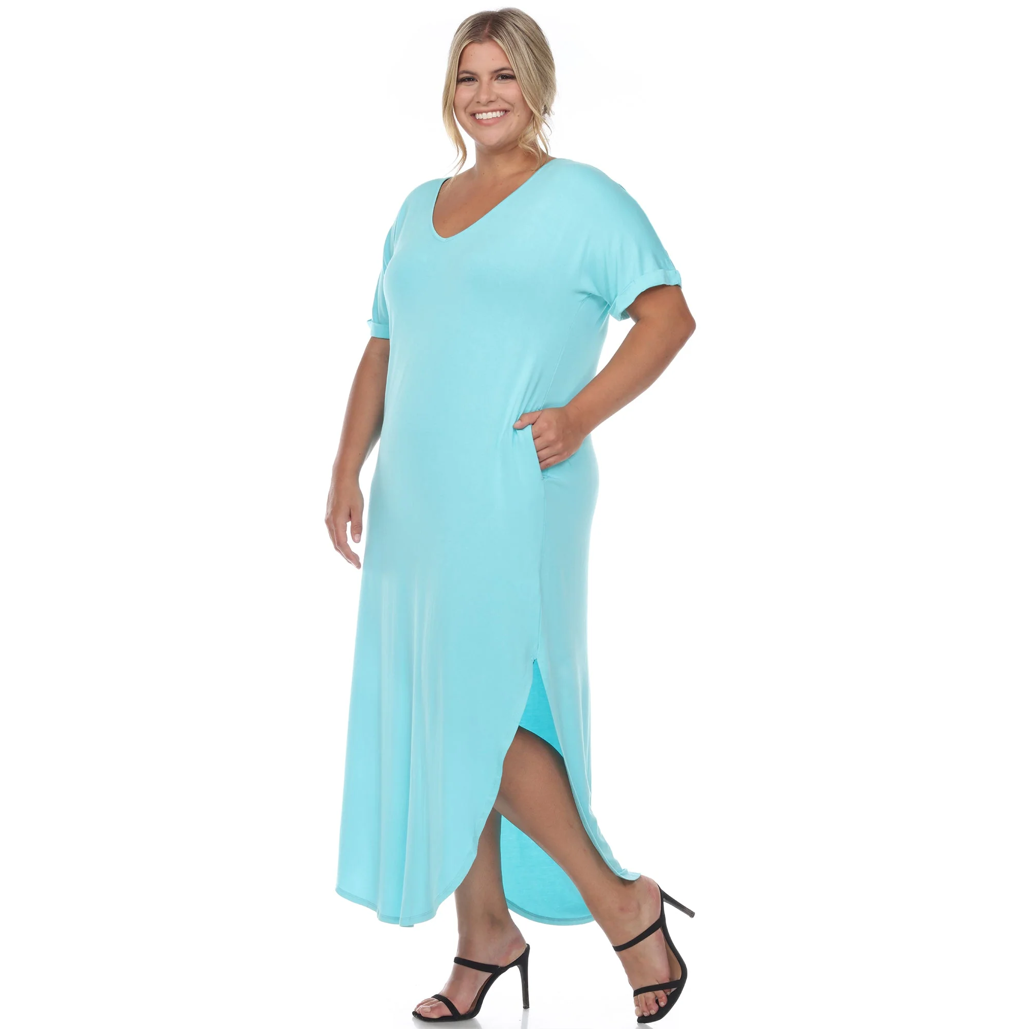 Short Sleeve V-neck Maxi Dress - Plus - Image 3