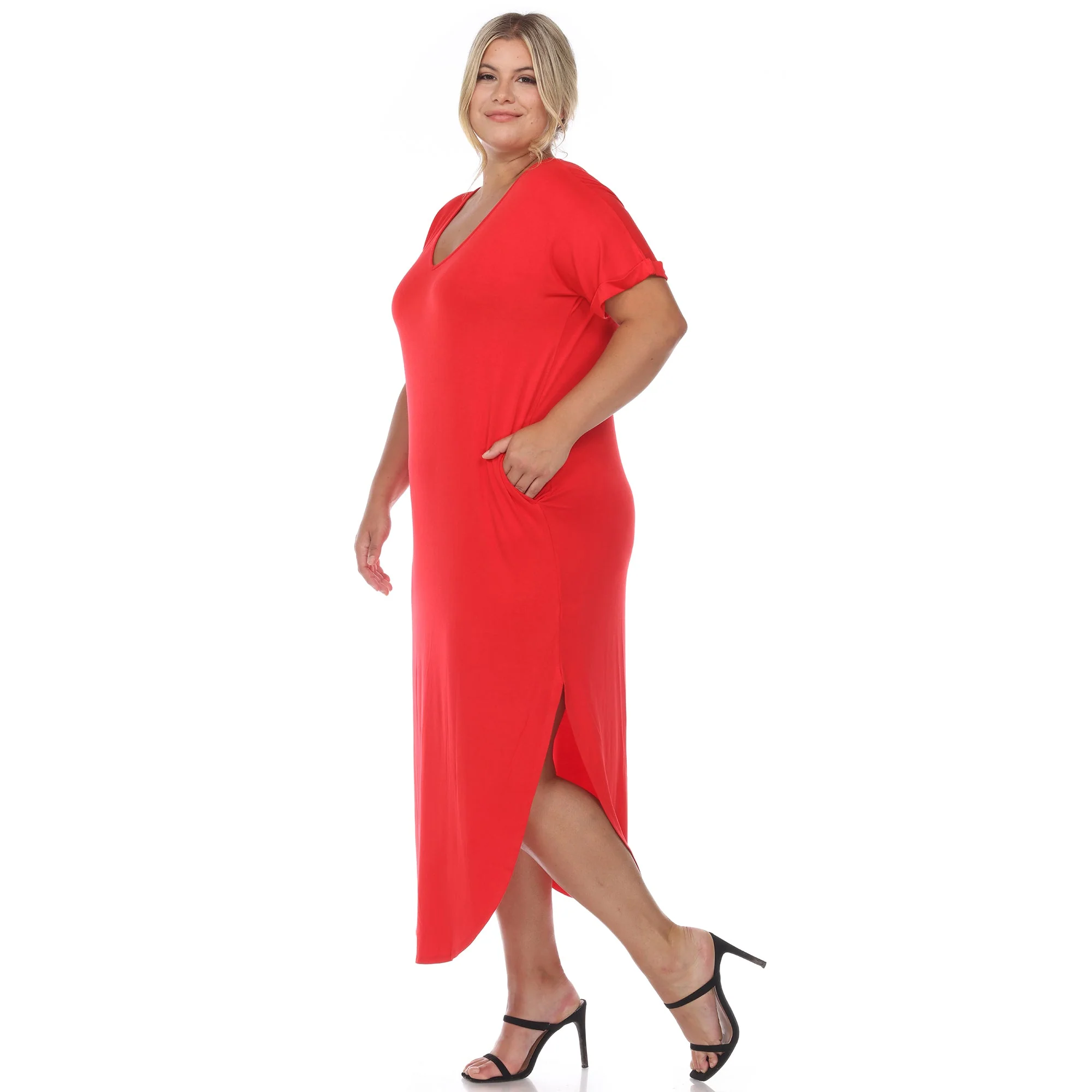 Short Sleeve V-neck Maxi Dress - Plus - Image 8