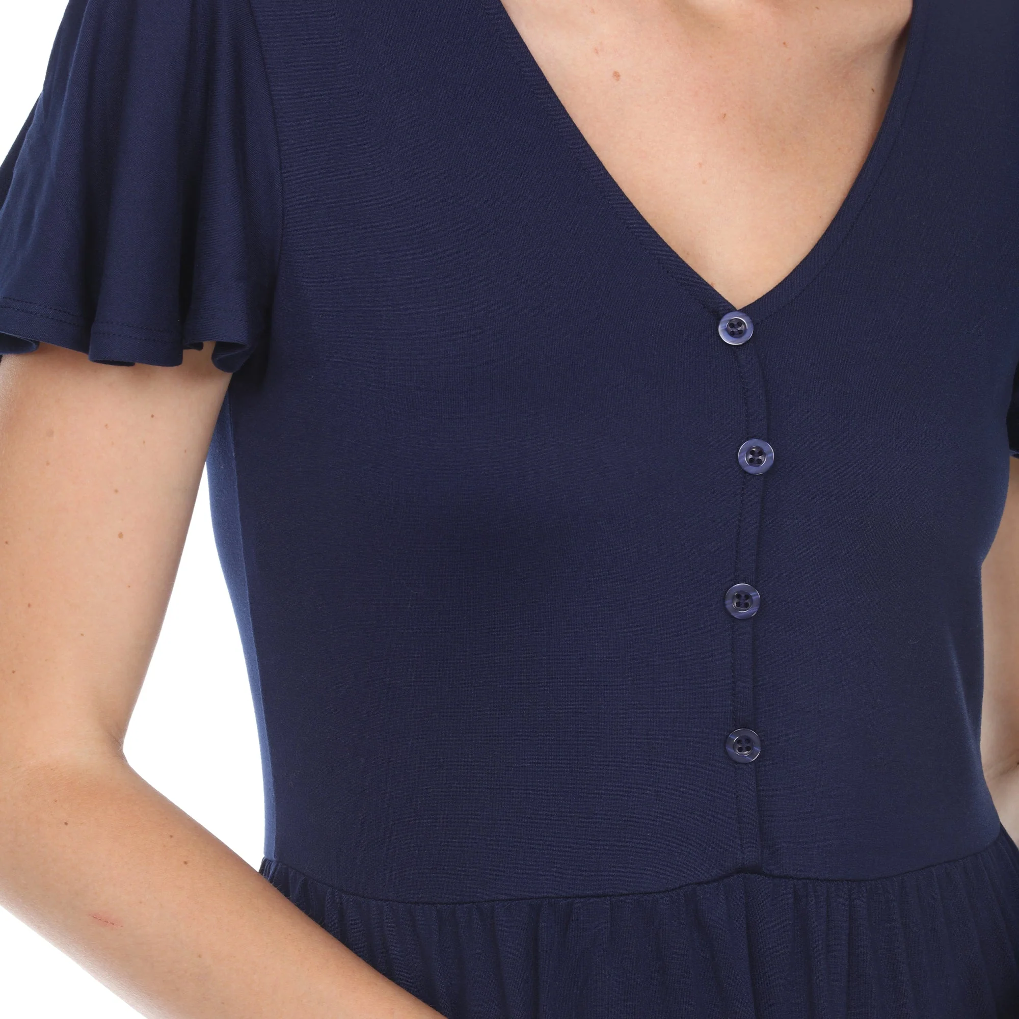 Short Sleeve V-neck Tiered Dress - Image 29