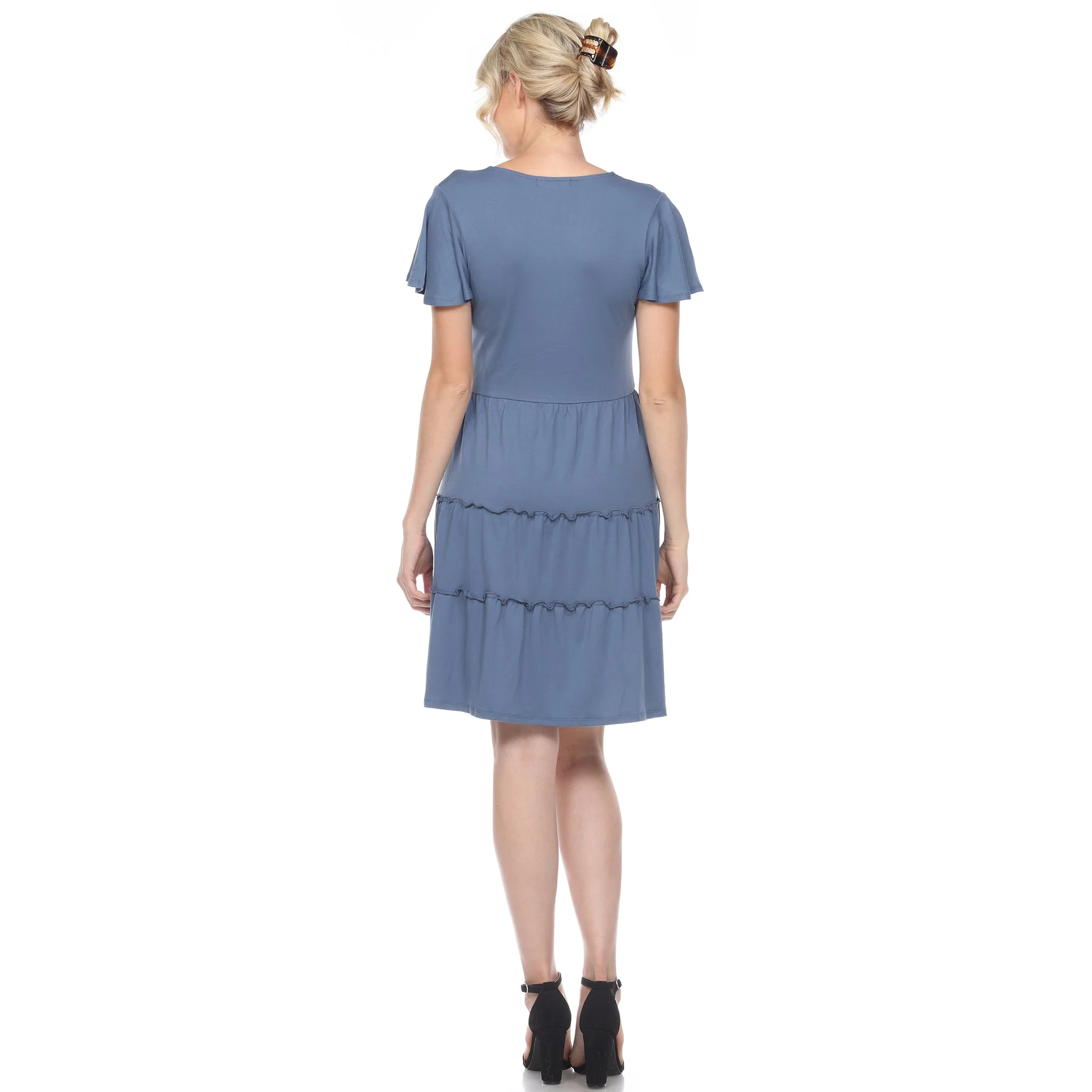 Short Sleeve V-neck Tiered Dress - Image 9