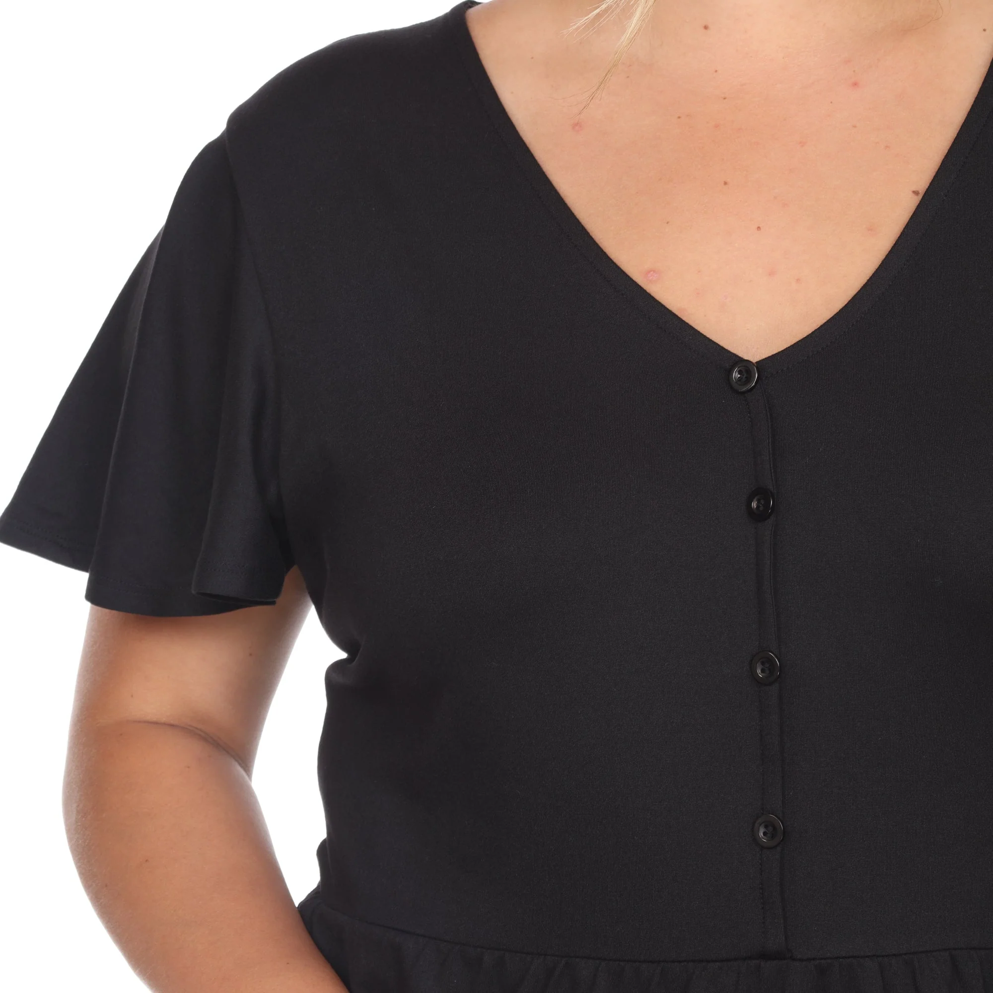 Short Sleeve V-neck Tiered Midi Dress - Plus - Image 15