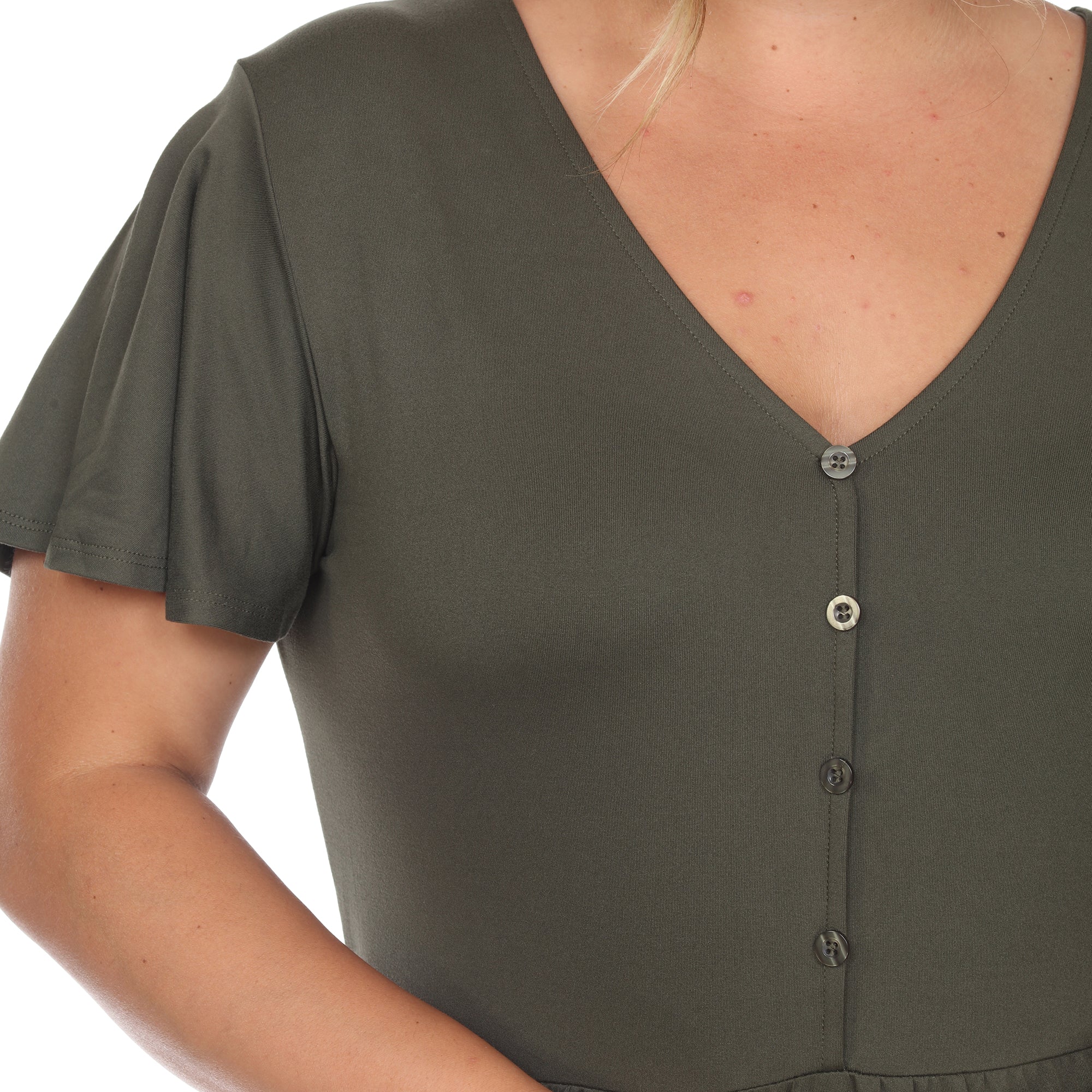 Short Sleeve V-neck Tiered Midi Dress - Plus - Image 5