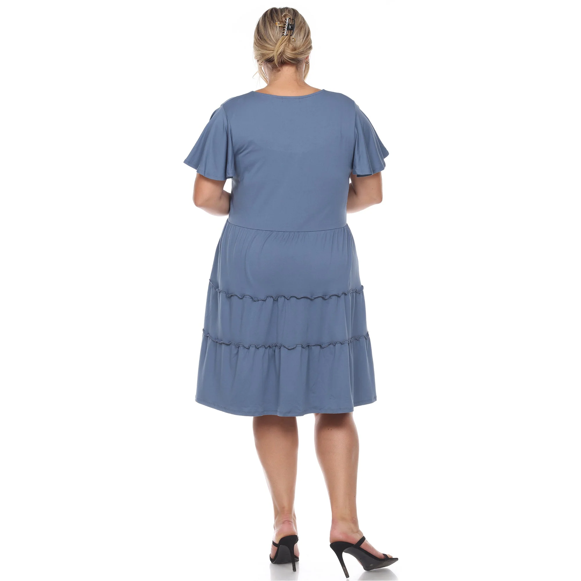 Short Sleeve V-neck Tiered Midi Dress - Plus - Image 8
