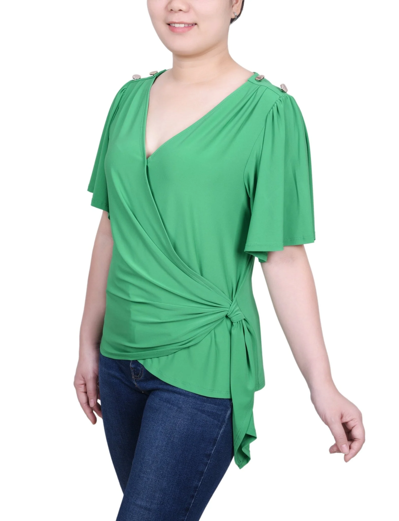 Short Sleeve Wrap Top - Petite - Image 6