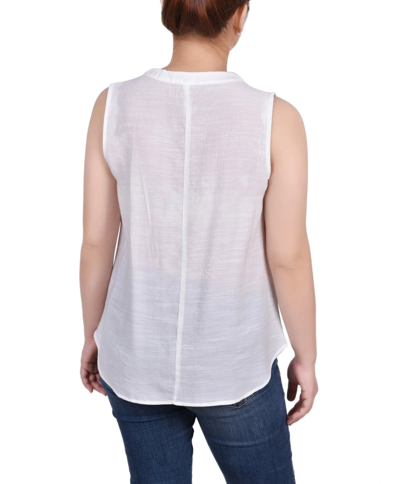 Sleeveless Blouse With Eyelet Insets - Petite - Image 6