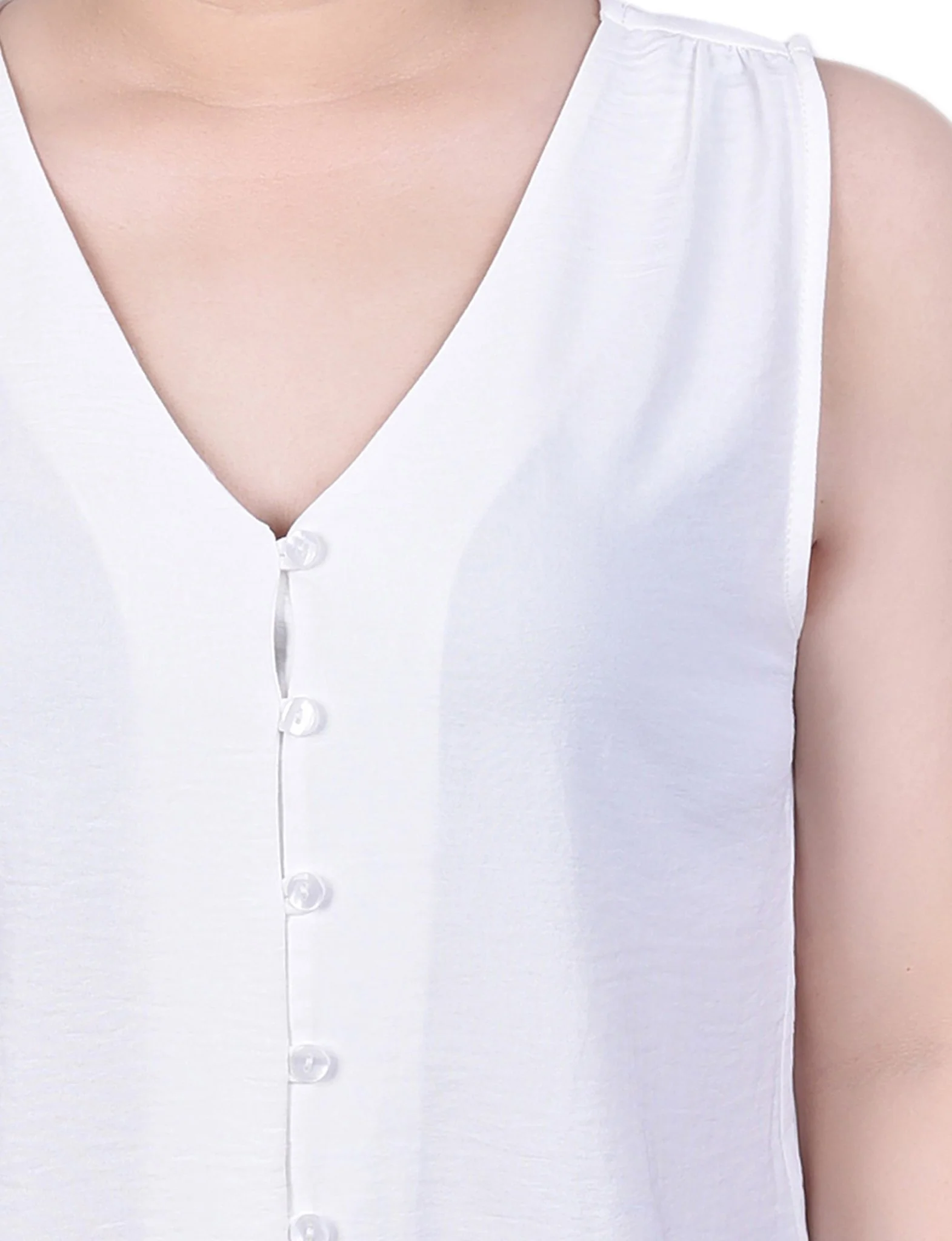 Sleeveless Button Front Blouse - Petite - Image 3